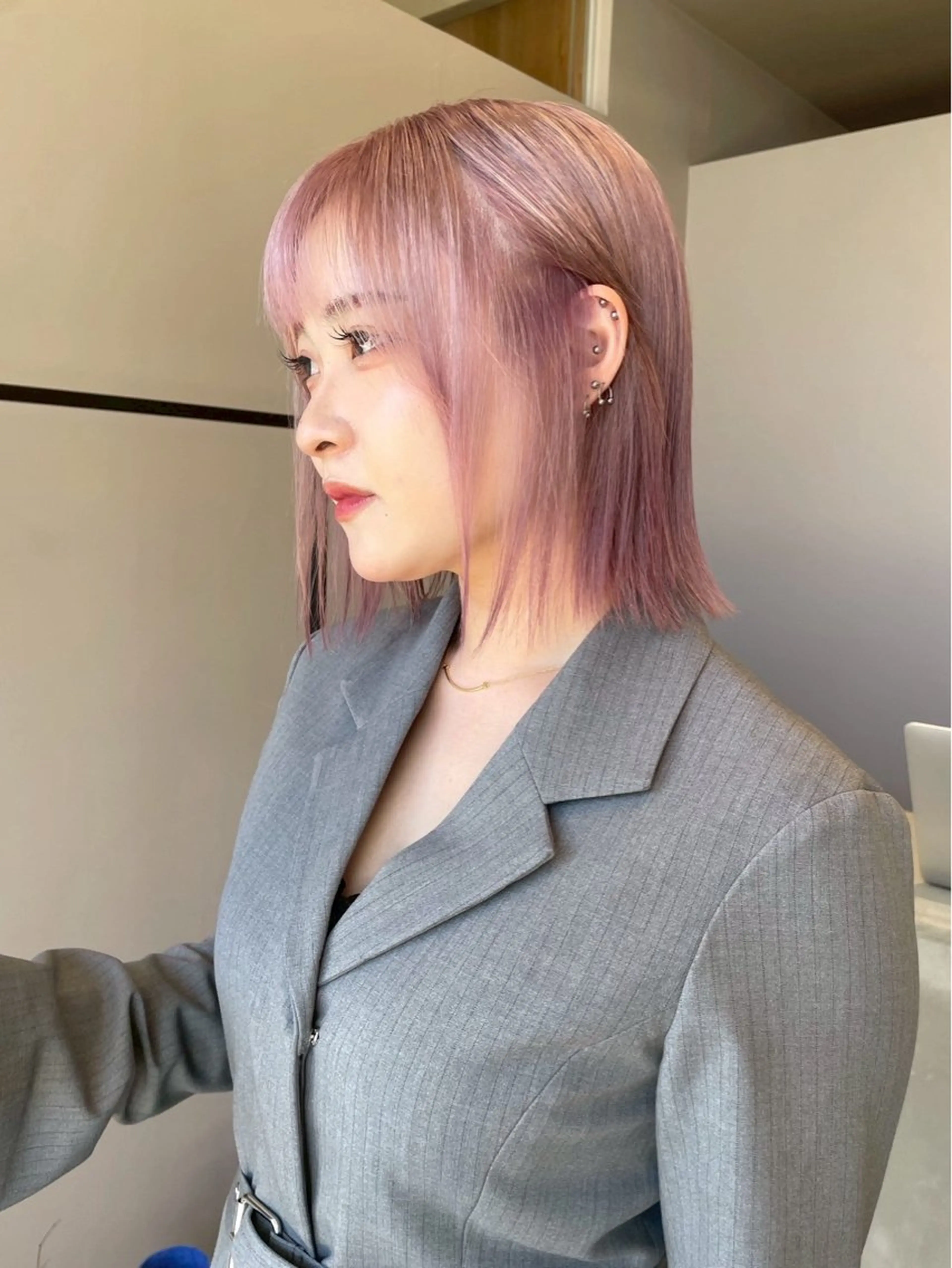 ミディアム カラー ピンクカラー miyu /niilのヘアスタイル