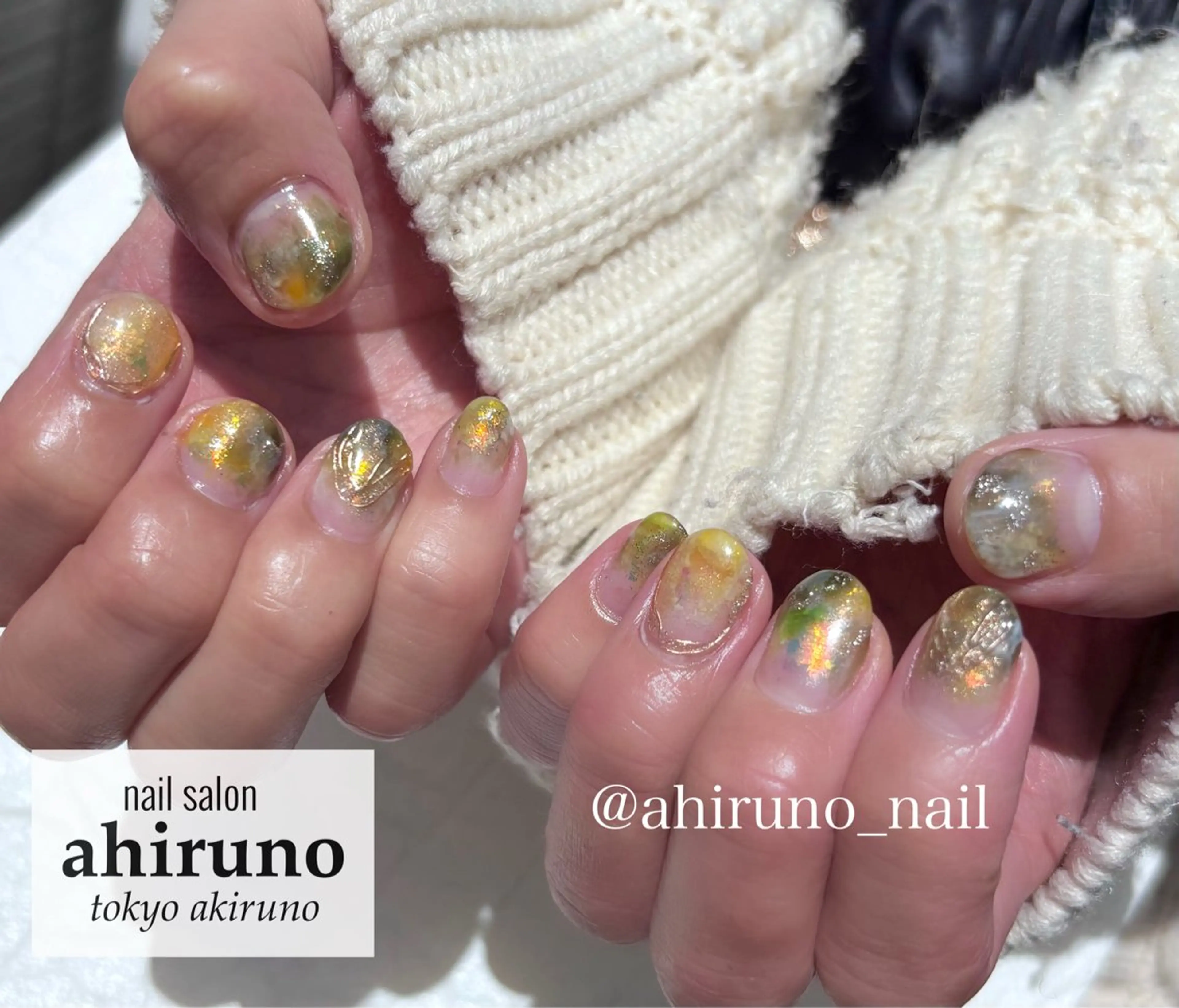 ネイル ジェルネイル グリーン ラメ(グリッター) ニュアンスネイル ショートネイル ハンドネイル 東京あきる野市ネイル ✿ ｙｕiのネイルデザイン