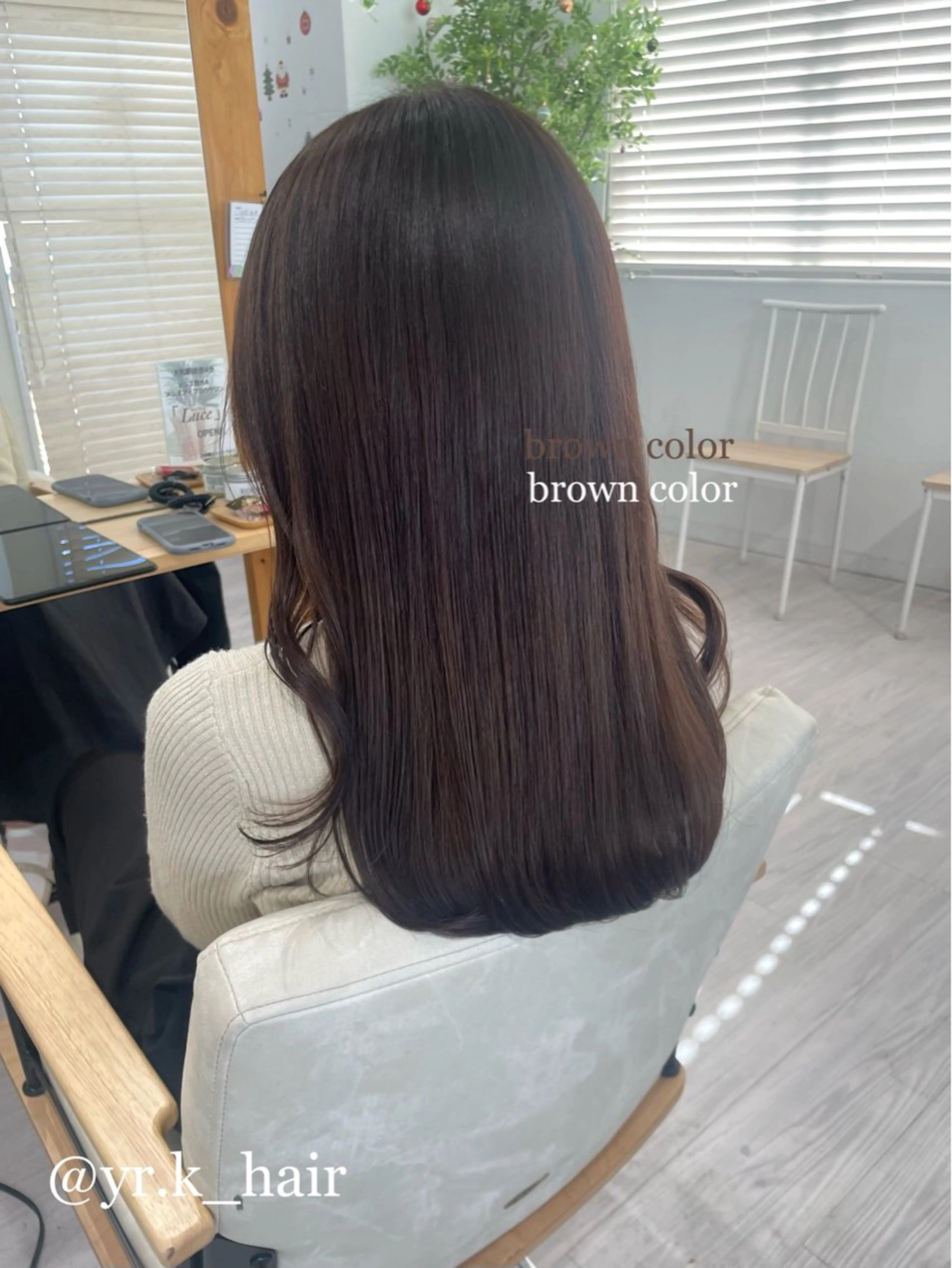 セミロング カラー ブリーチ ブラウンカラー ブリーチなしカラー 赤味消し.髪質改善 🌿𝘠𝘜𝘙𝘐のヘアスタイル