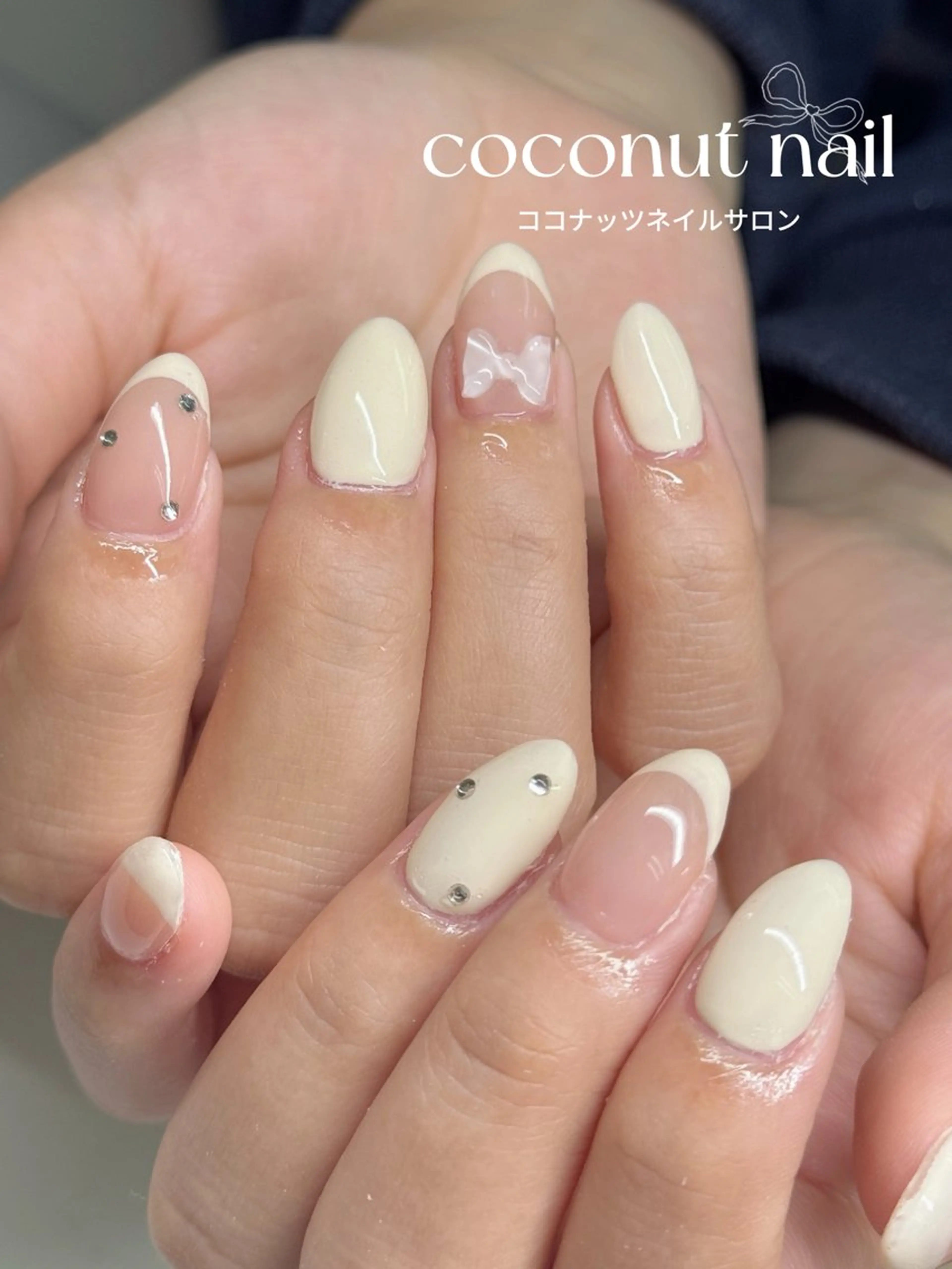 ネイル べっ甲ネイル フレンチネイル キラキラネイル マグネットネイル 大理石ネイル(マーブル) ハンドネイル 神田 ココナッツのネイルデザイン