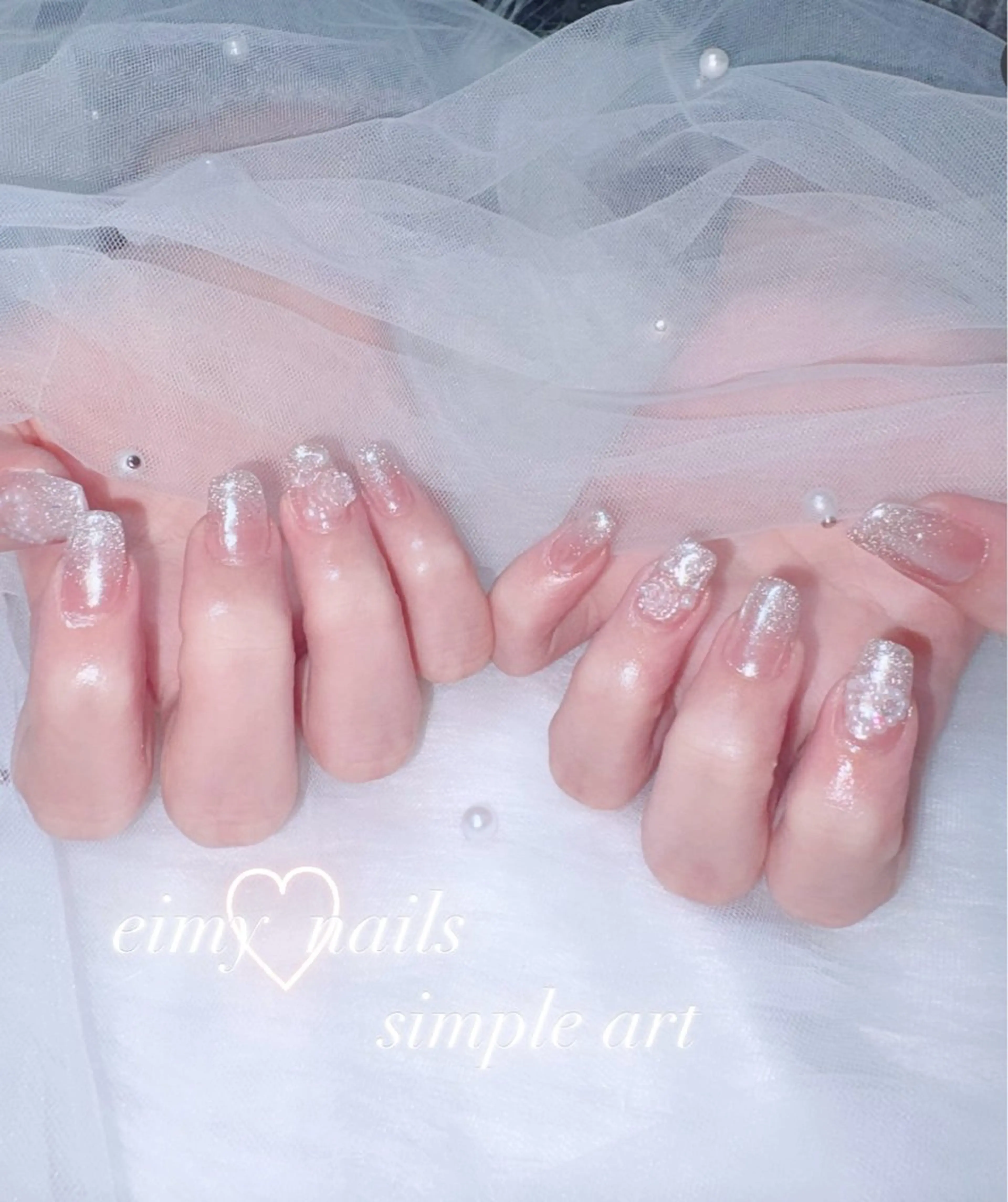 ネイル アートネイル フラッシュネイル グラデーション ハート ラメ(グリッター) ハンドネイル eimy nails♡のネイルデザイン