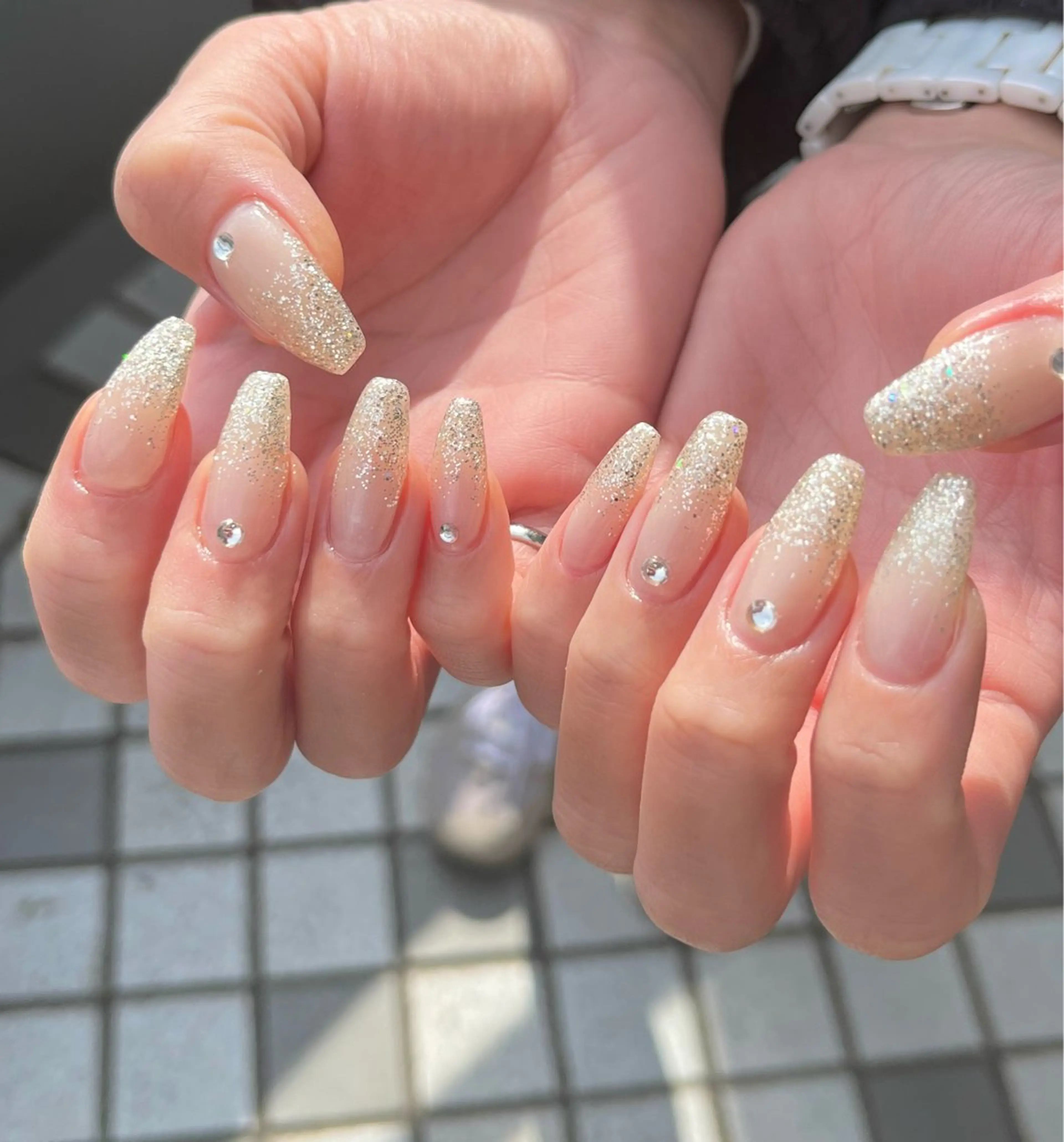 ネイル ラメ(グリッター) ラメグラデーション Momonails Ayanoのネイルデザイン