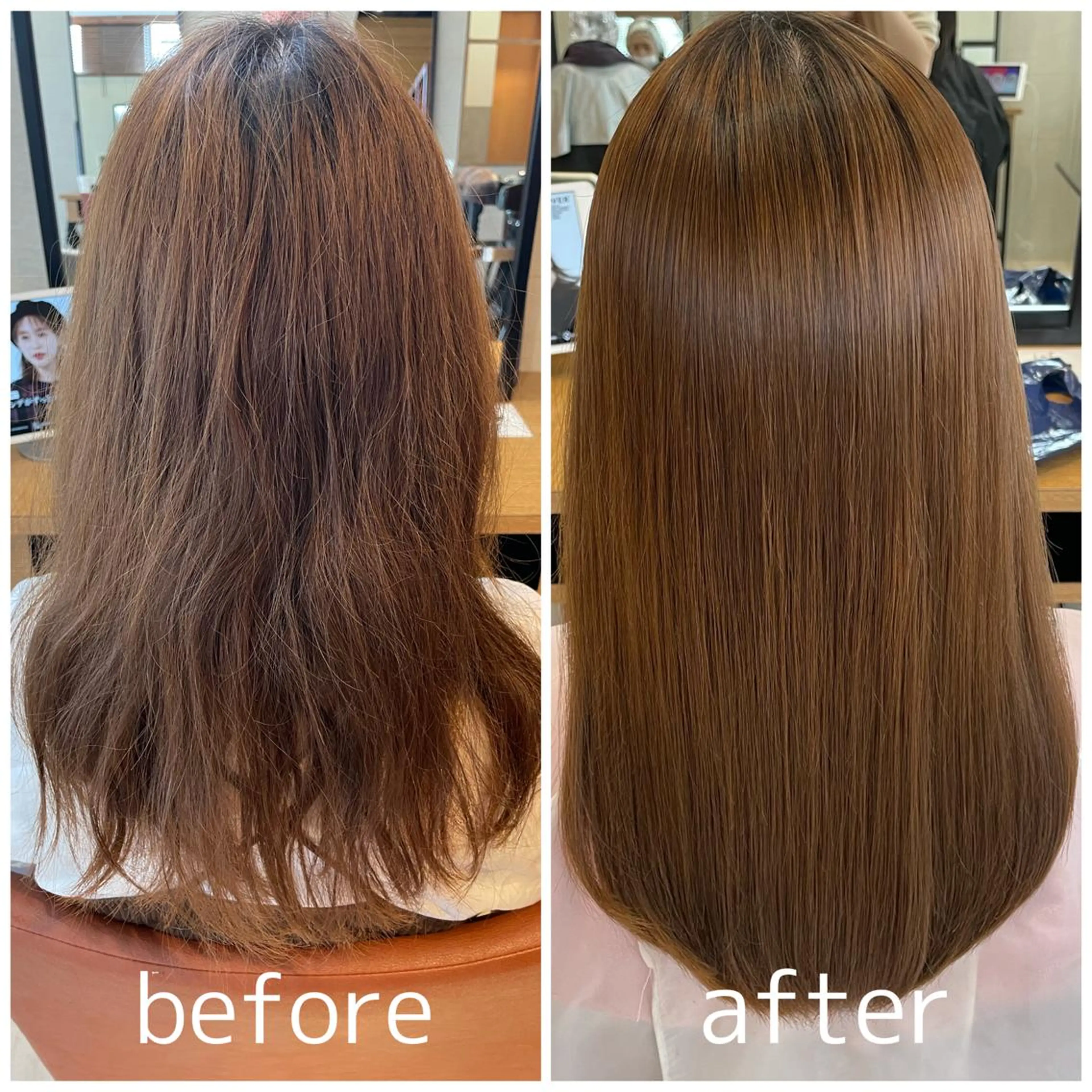 セミロング 縮毛矯正 為近日向子🐥暖色 💘顔周りカット🌈のヘアスタイル