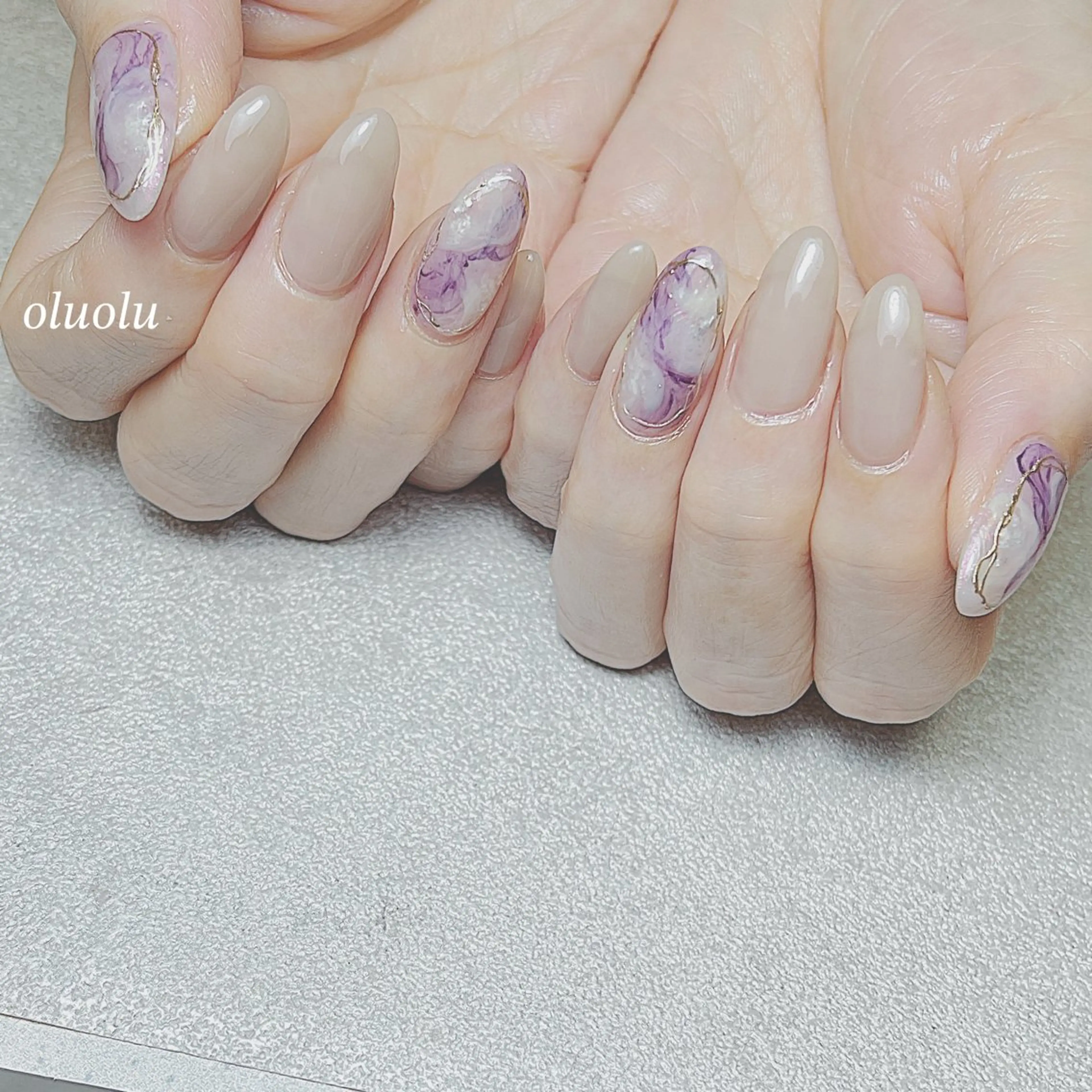 ネイル アートネイル フットネイル 大理石ネイル(マーブル) ニュアンスネイル 大村 紬華のネイルデザイン