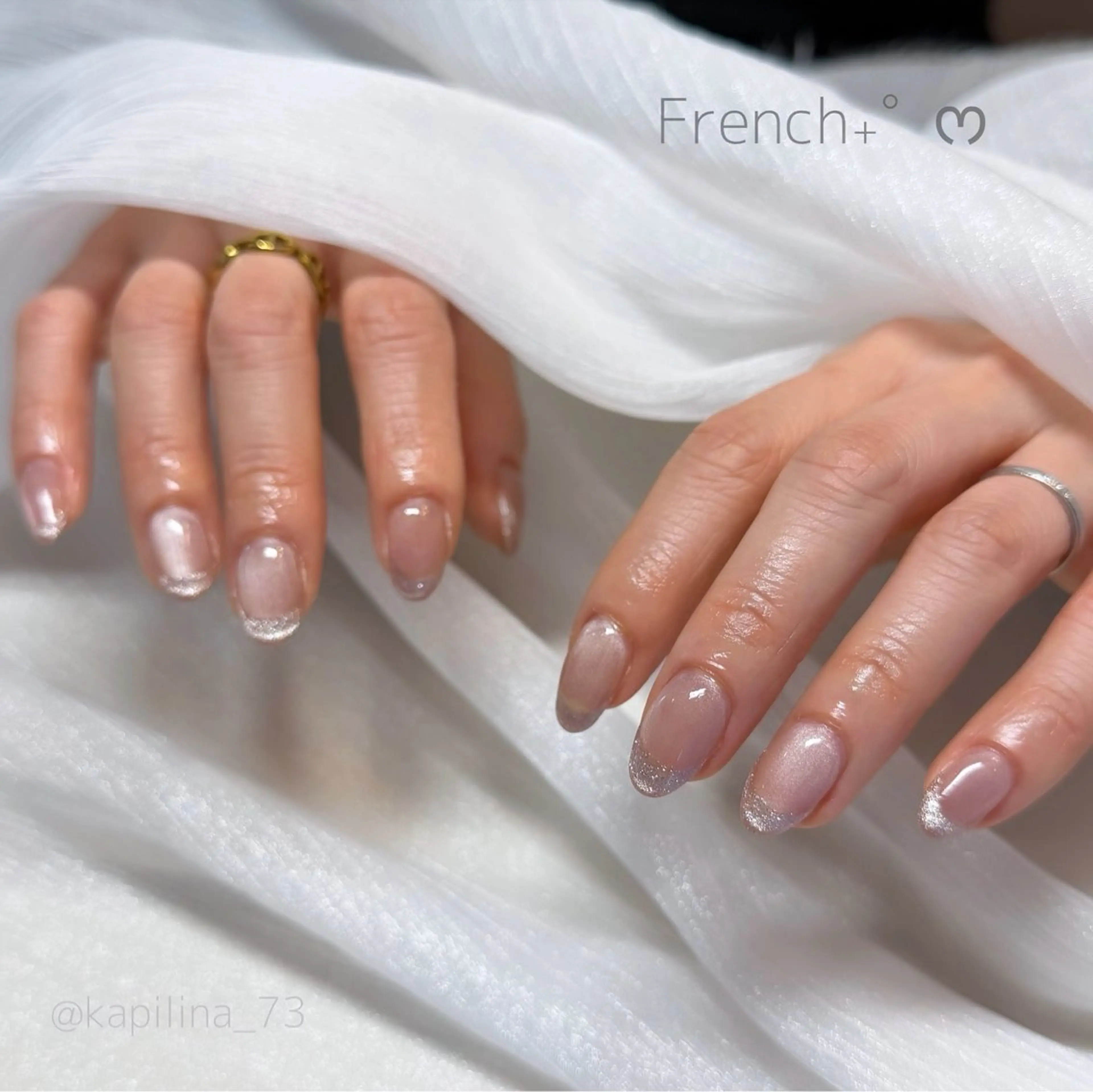 ネイル フラッシュネイル フレンチネイル マグネットネイル ハンドネイル Nailsalon Ka pilina所属・Kapilina🌺 MOMOのネイルデザイン