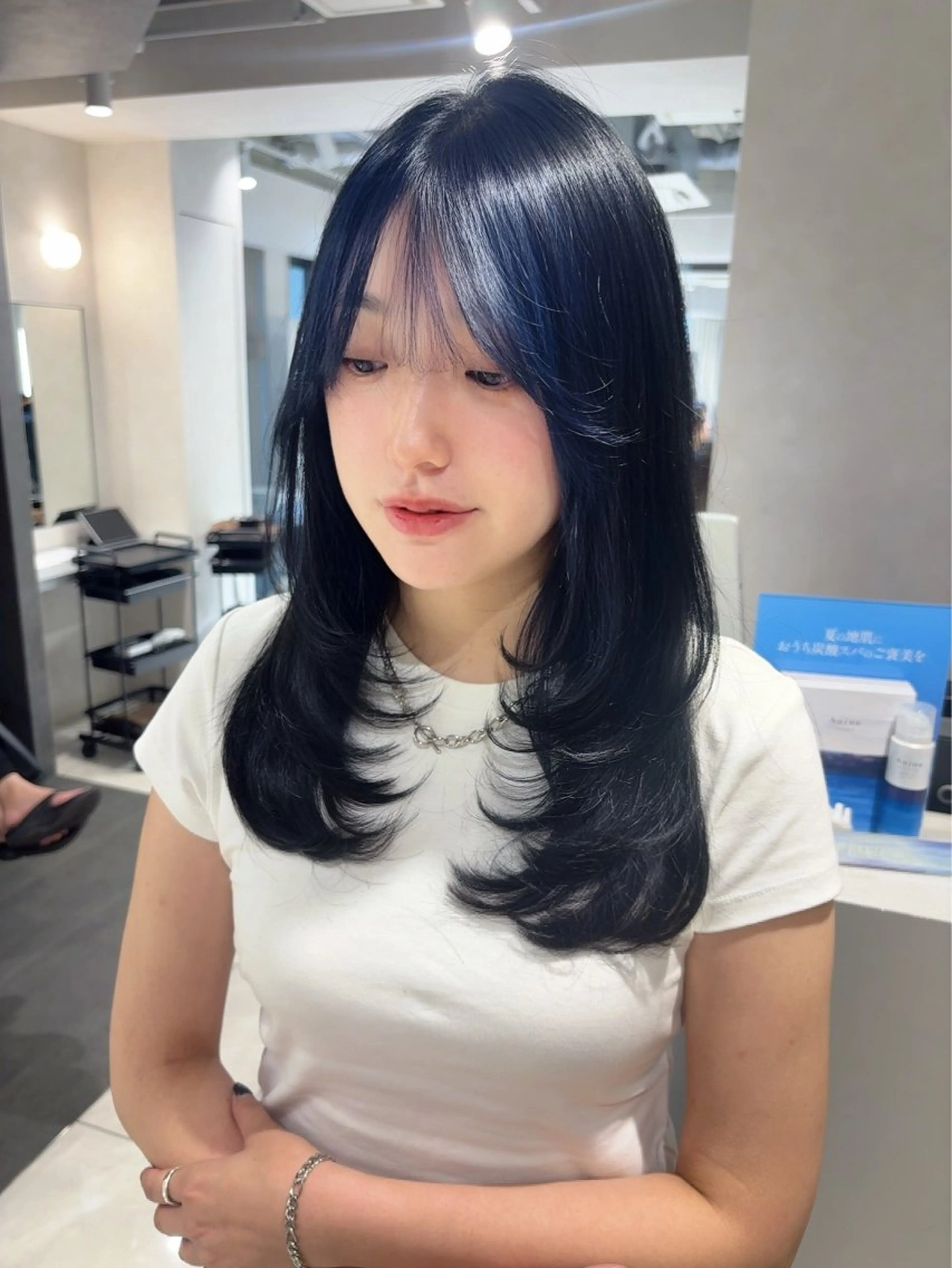 ロング レイヤーカット 韓国レイヤー×髪質 改善︎💕︎あかねのヘアスタイル