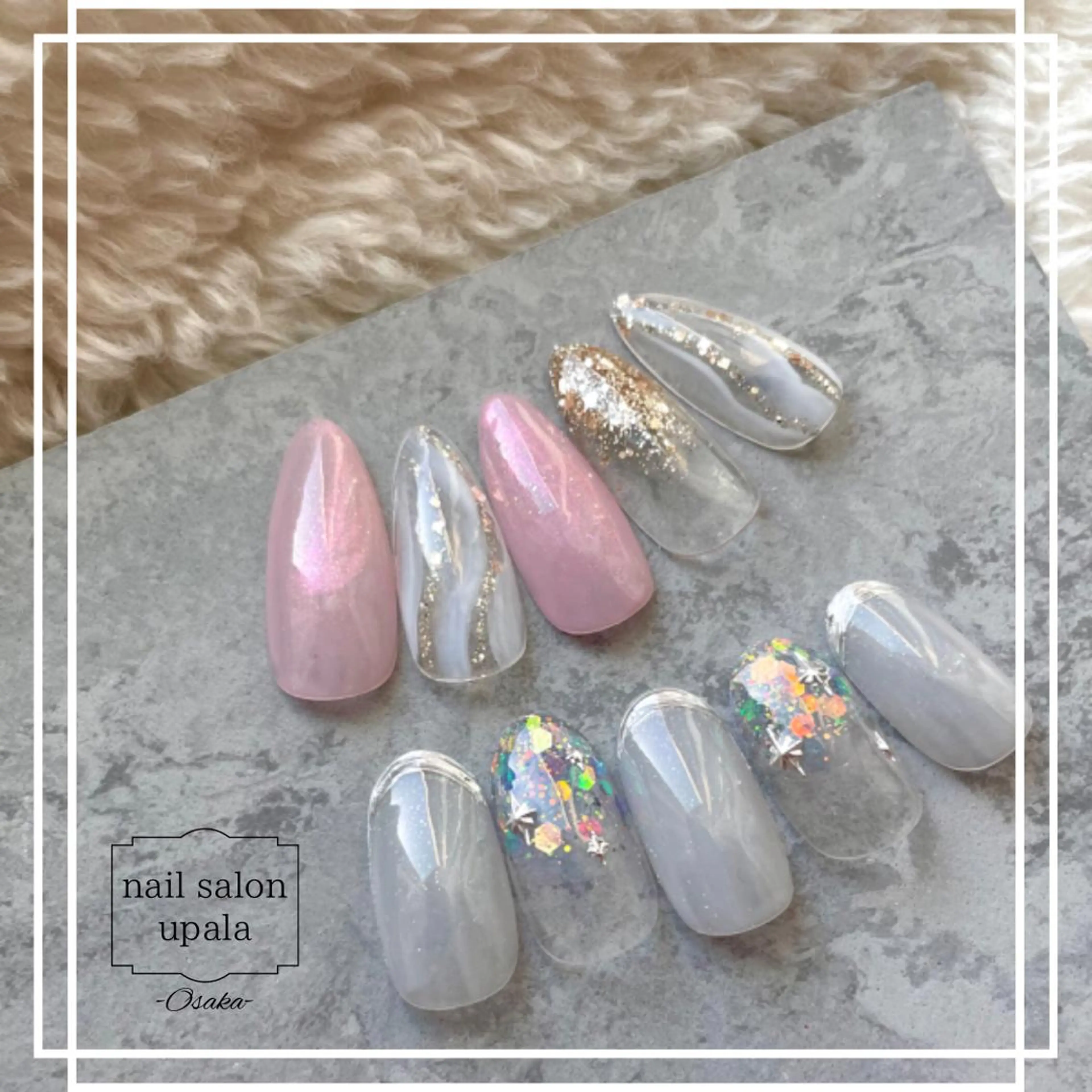 ネイル オーロラネイル 成人式 韓国ネイル ニュアンスネイル ホワイト ハンドネイル upala Mayukoのネイルデザイン