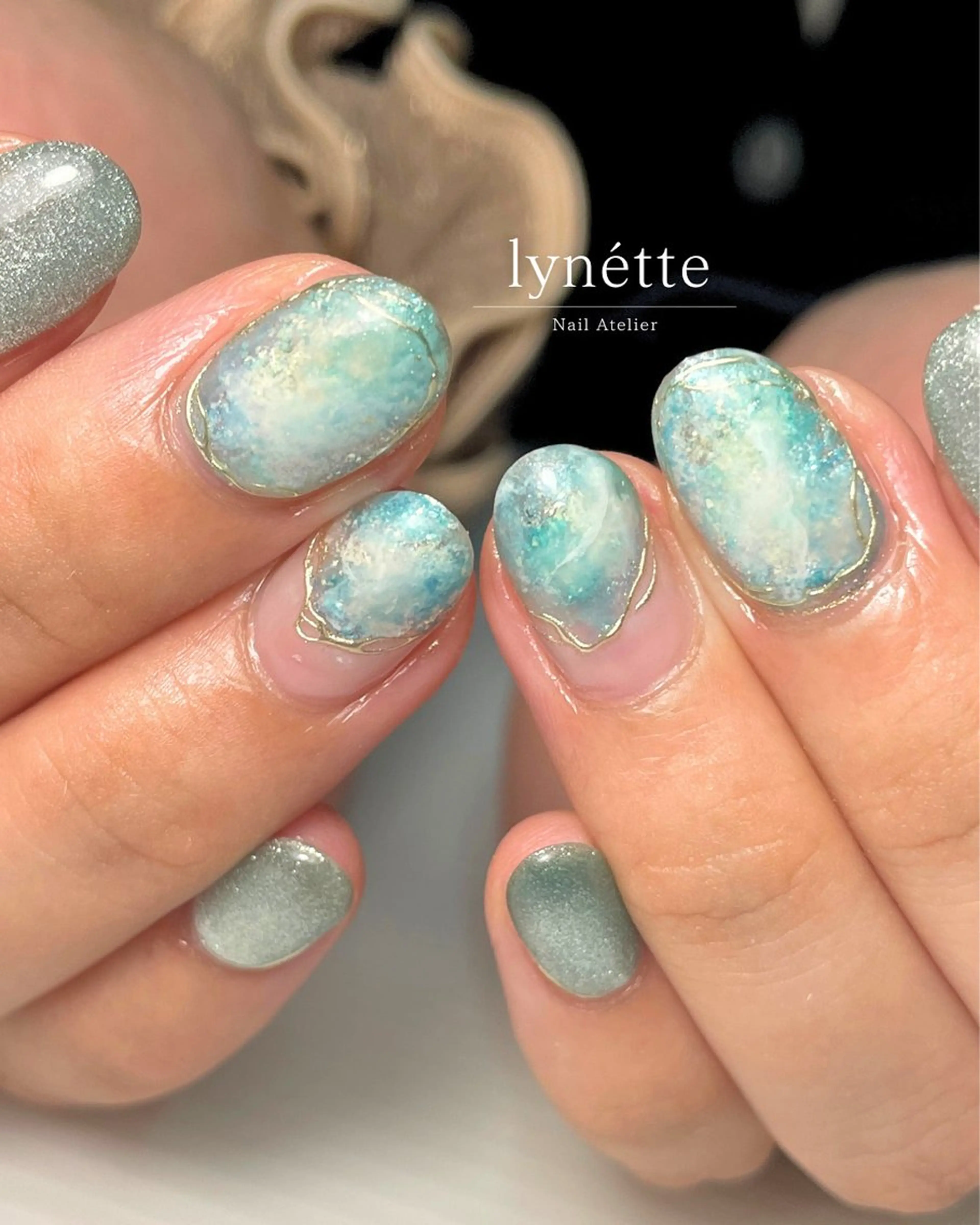 ネイル ブルー 夏ネイル lynétte 那覇ネイルサロンのネイルデザイン