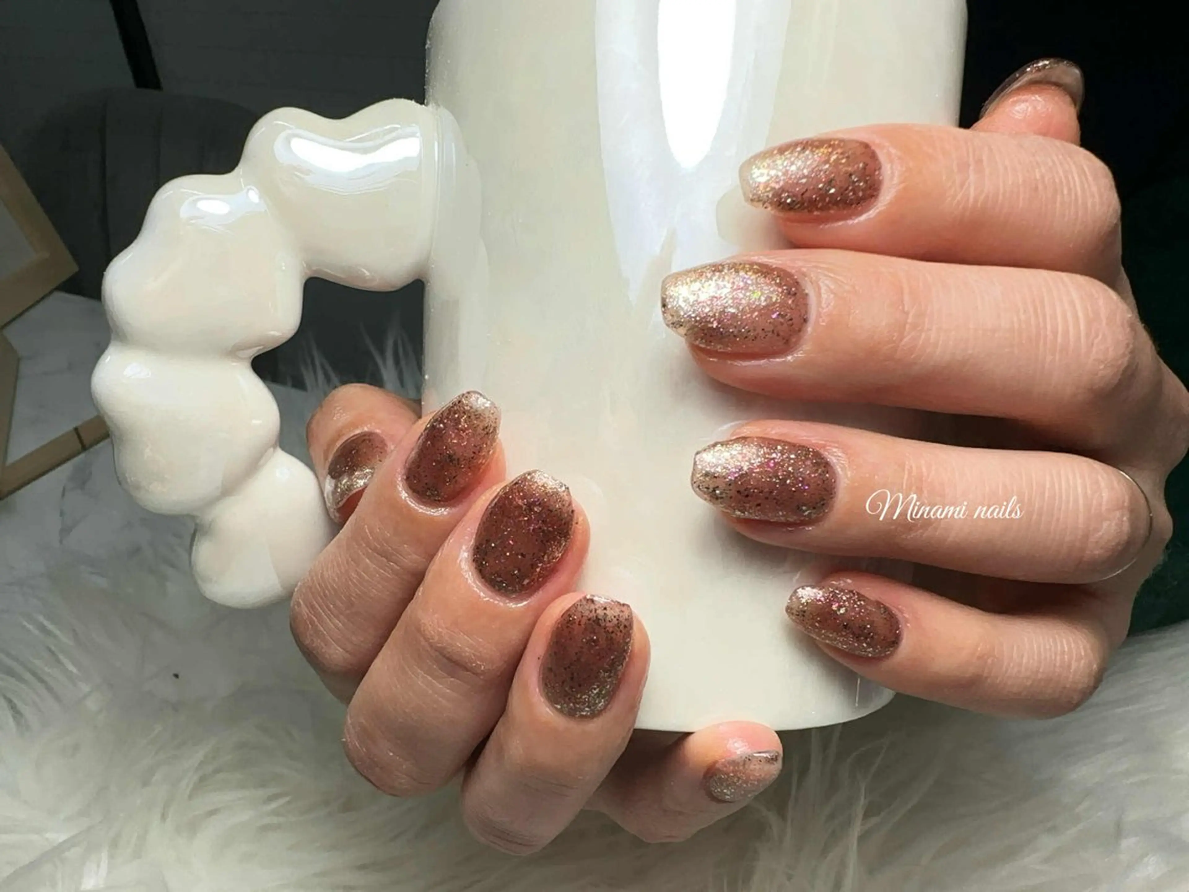 ネイル アートネイル オーロラネイル ガーリー キラキラネイル 韓国ネイル Minami Nailsのネイルデザイン