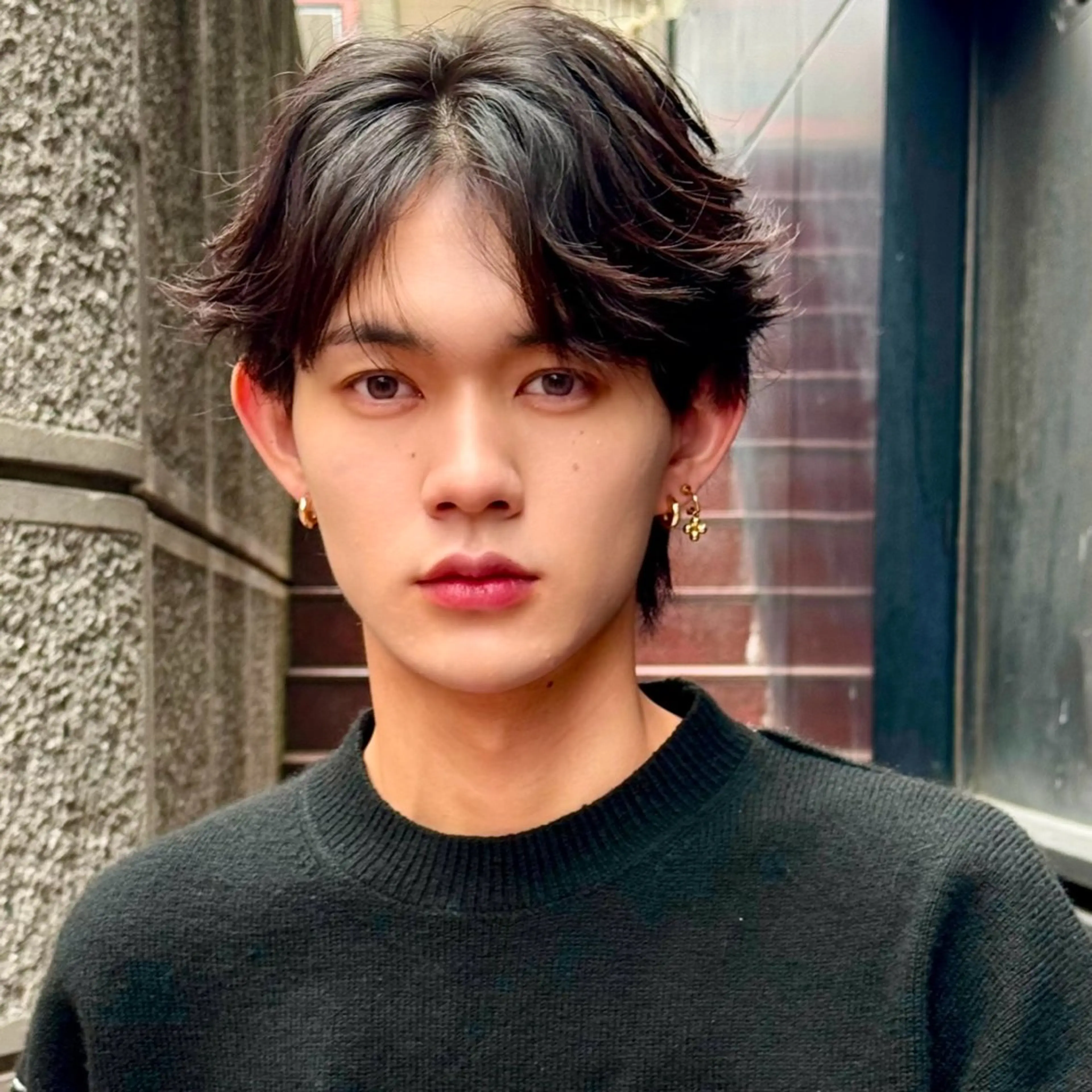 メンズ 曲がる縮毛矯正 センターパート/翼のヘアスタイル