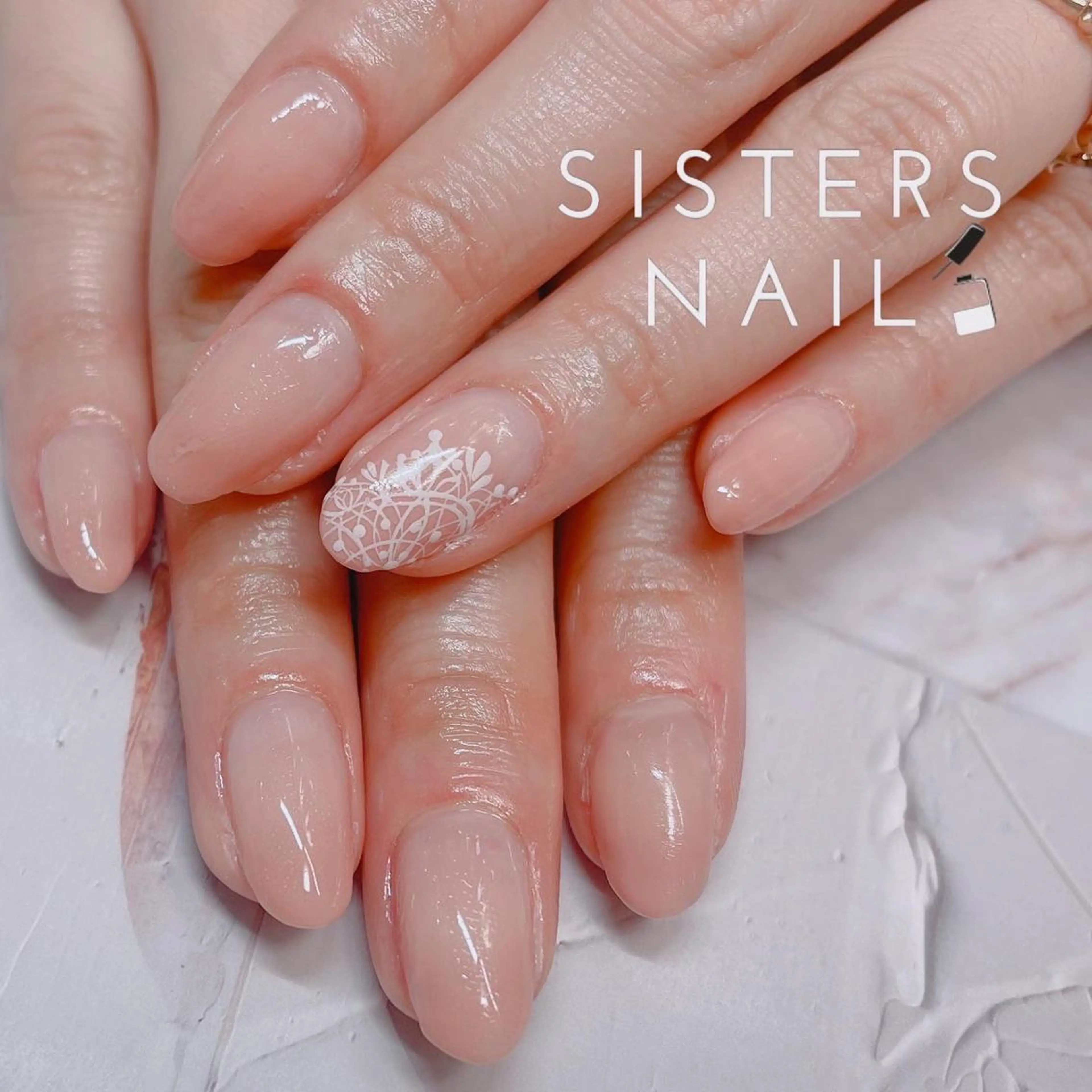 ネイル アートネイル グラデーション レース ピンク 春ネイル sisters nail.fのネイルデザイン