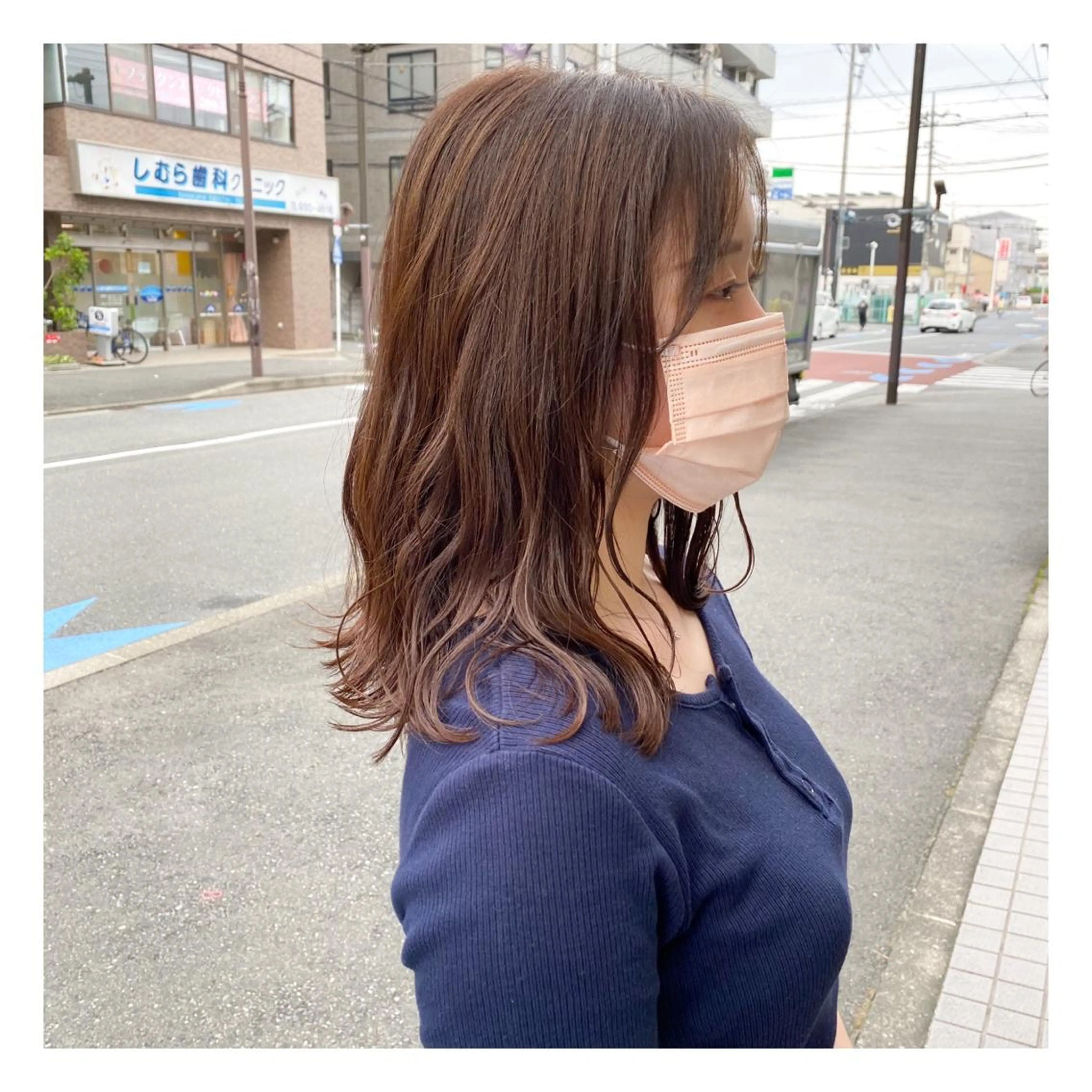 ミディアム カラー カット 菊池大一 溝の口パーマのヘアスタイル