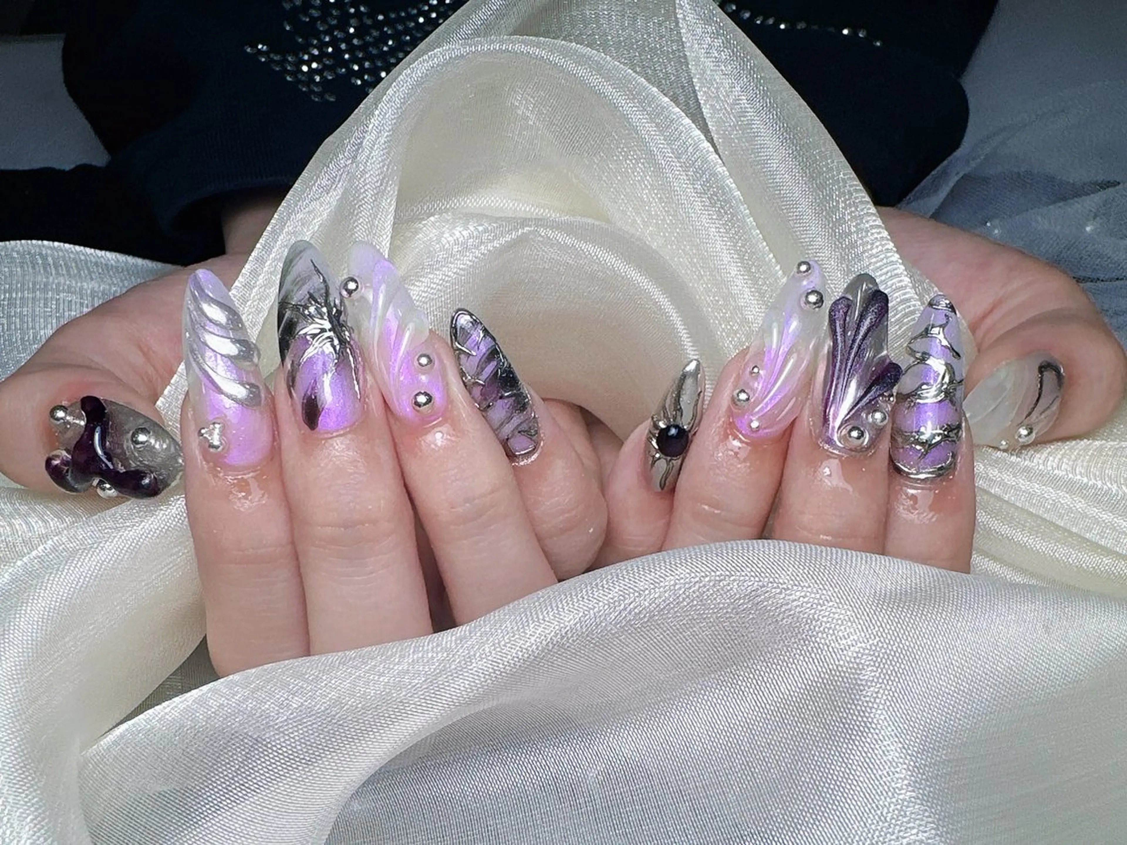 ネイル 長さ出し フレンチネイル ジェルネイル ガラスフレンチ 韓国ネイル HD Studioのネイルデザイン