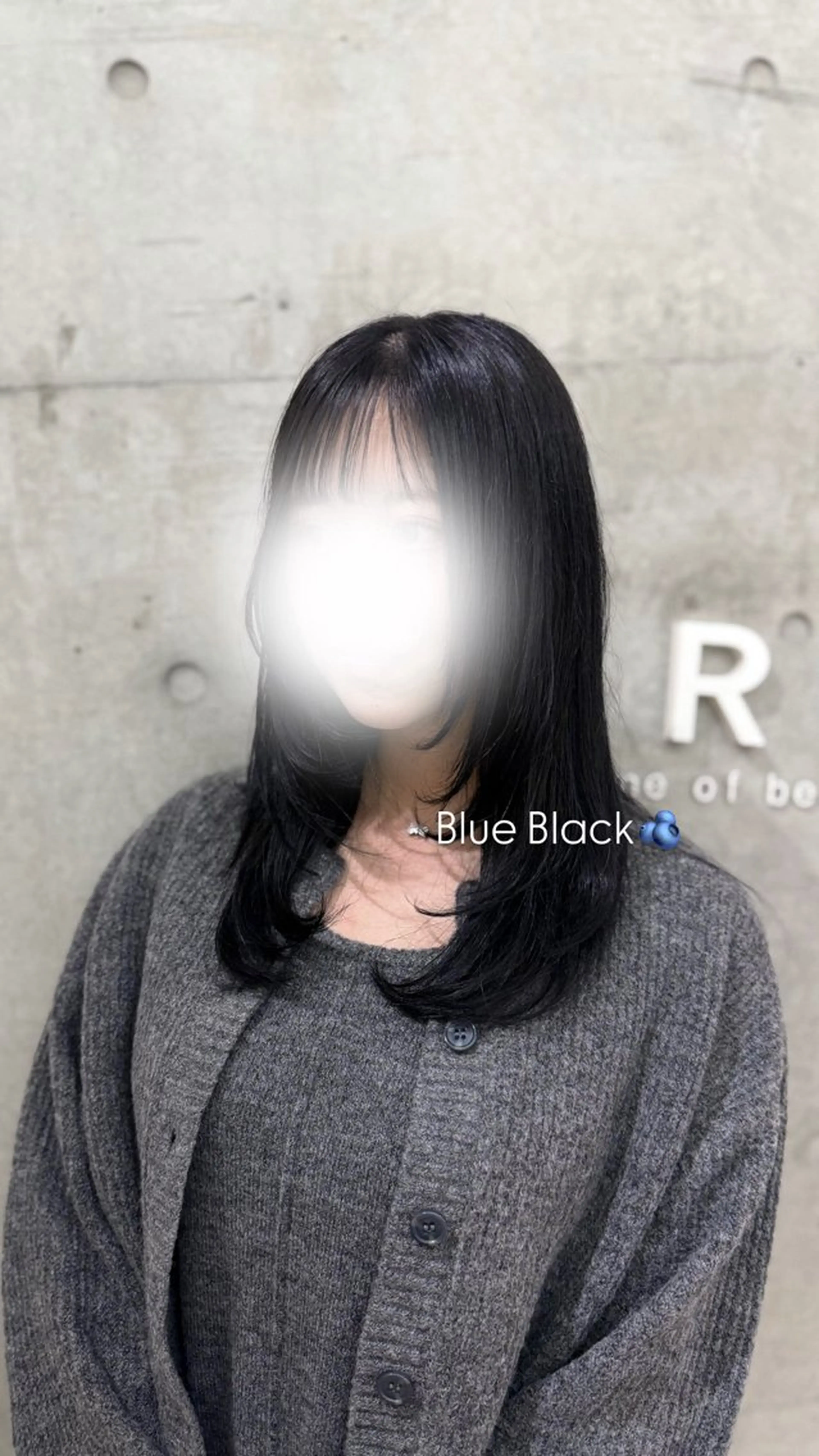 カラー 黒髪 ブルーカラー ブルーブラック Riria /梅田/ダブルカラーのヘアスタイル