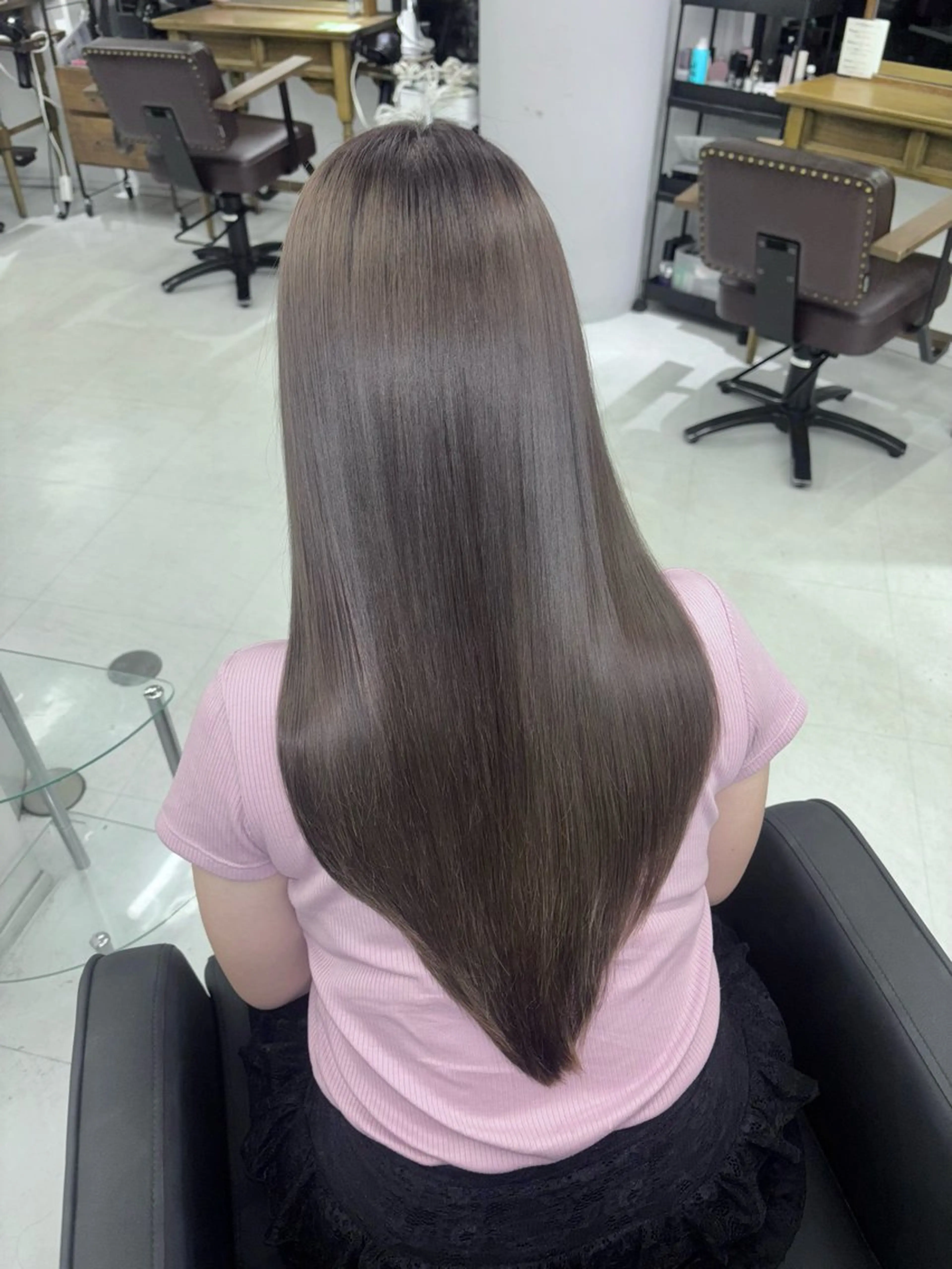 セミロング パーマ 縮毛矯正 トリートメント 🎀ハイトーンカラー /デザイン🎀ありさのヘアスタイル