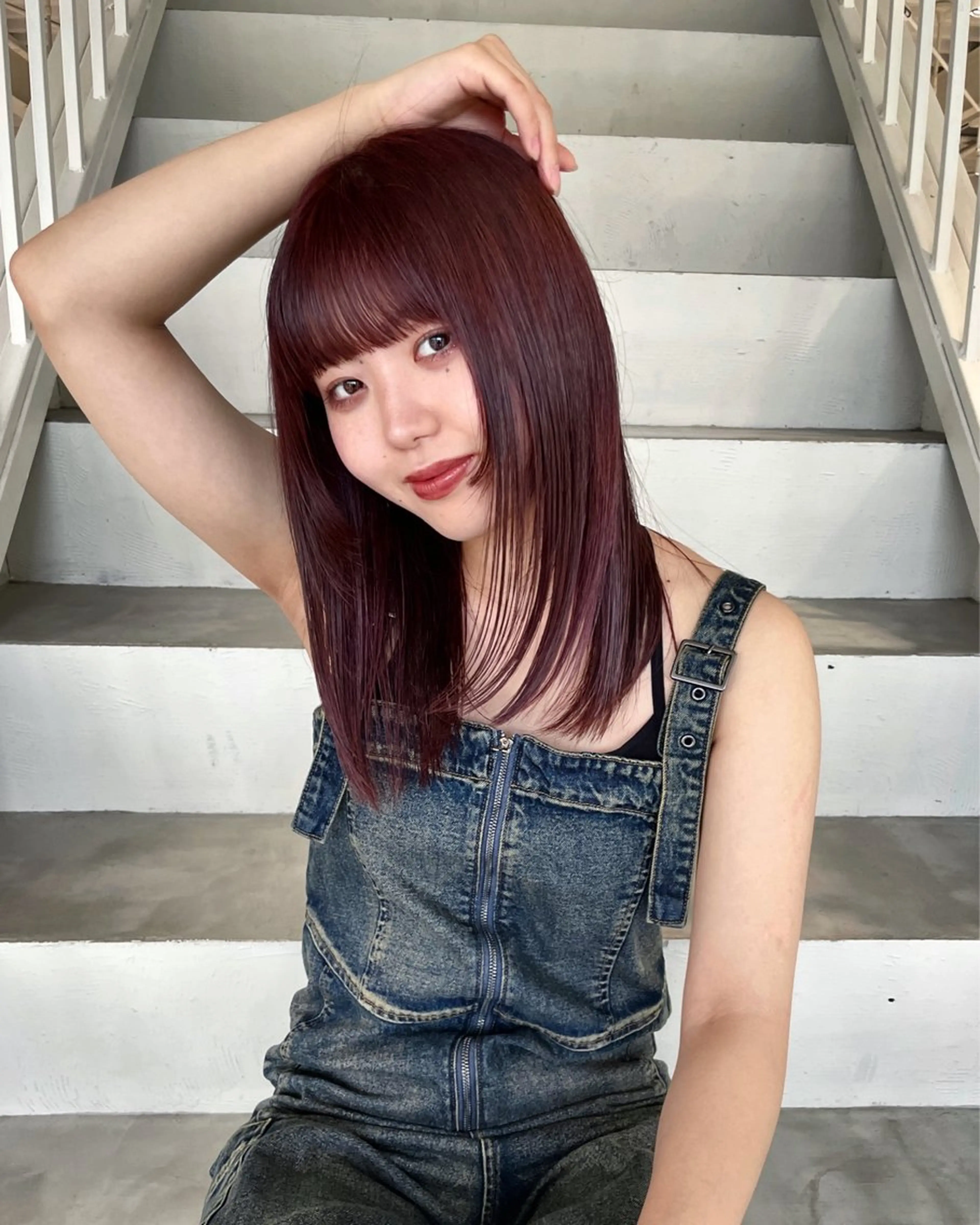 ロング カラー ヘアカラー 林 千聖のヘアスタイル