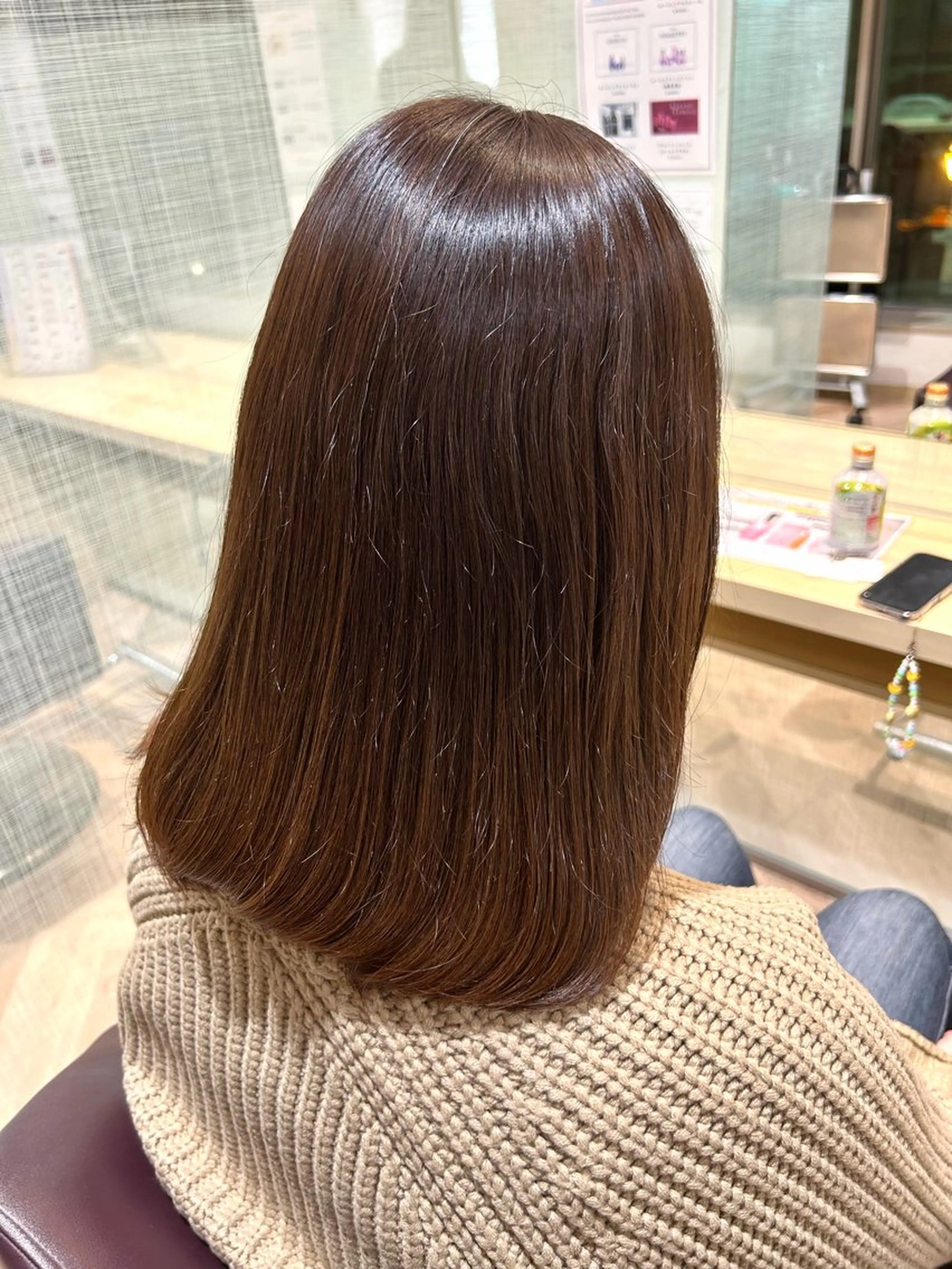 ミディアム カラー ブラウンカラー 透明感カラー 加藤 千穂のヘアスタイル