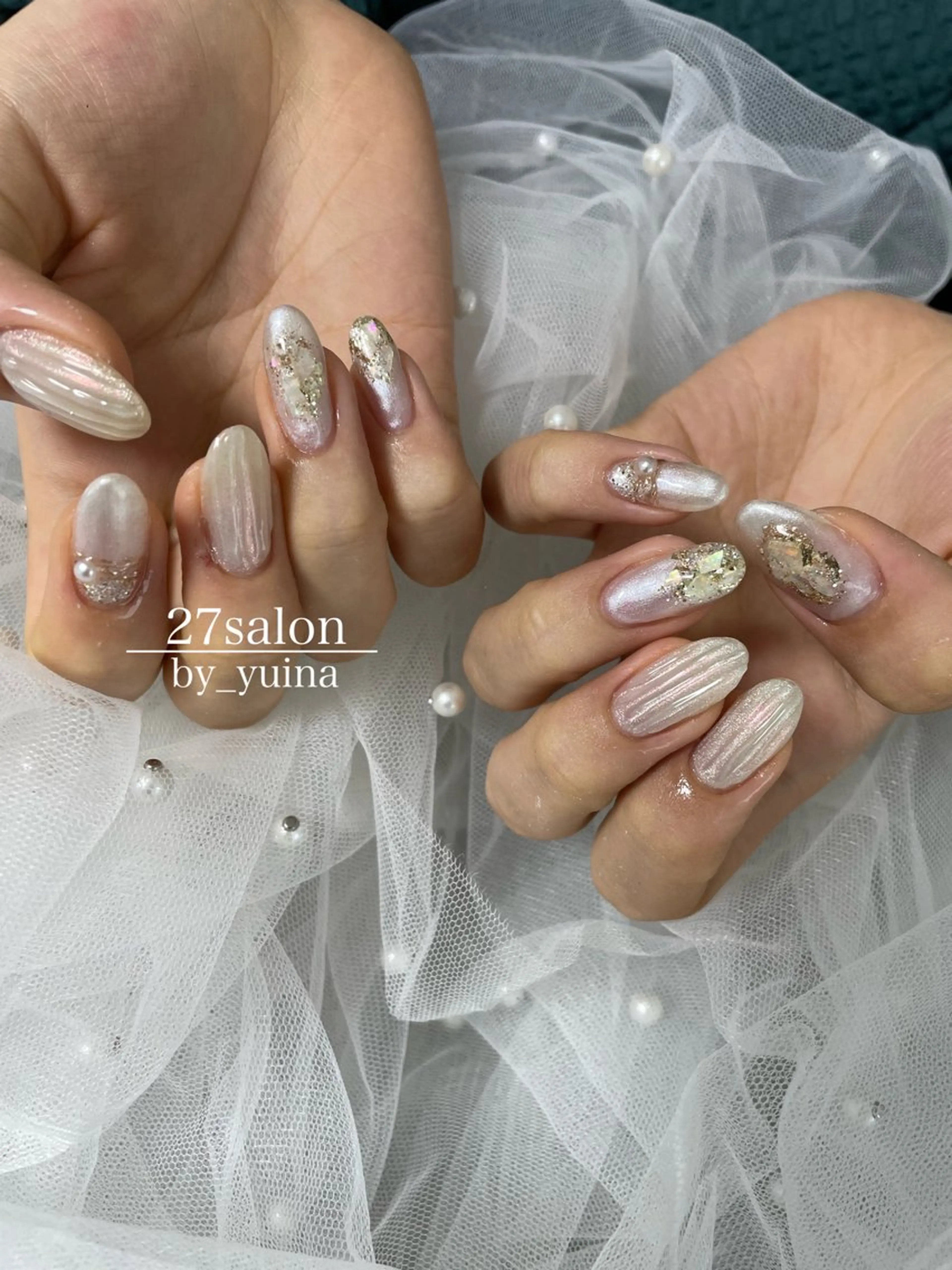 ネイル ホワイト ハンドネイル 27salon yuinaのネイルデザイン