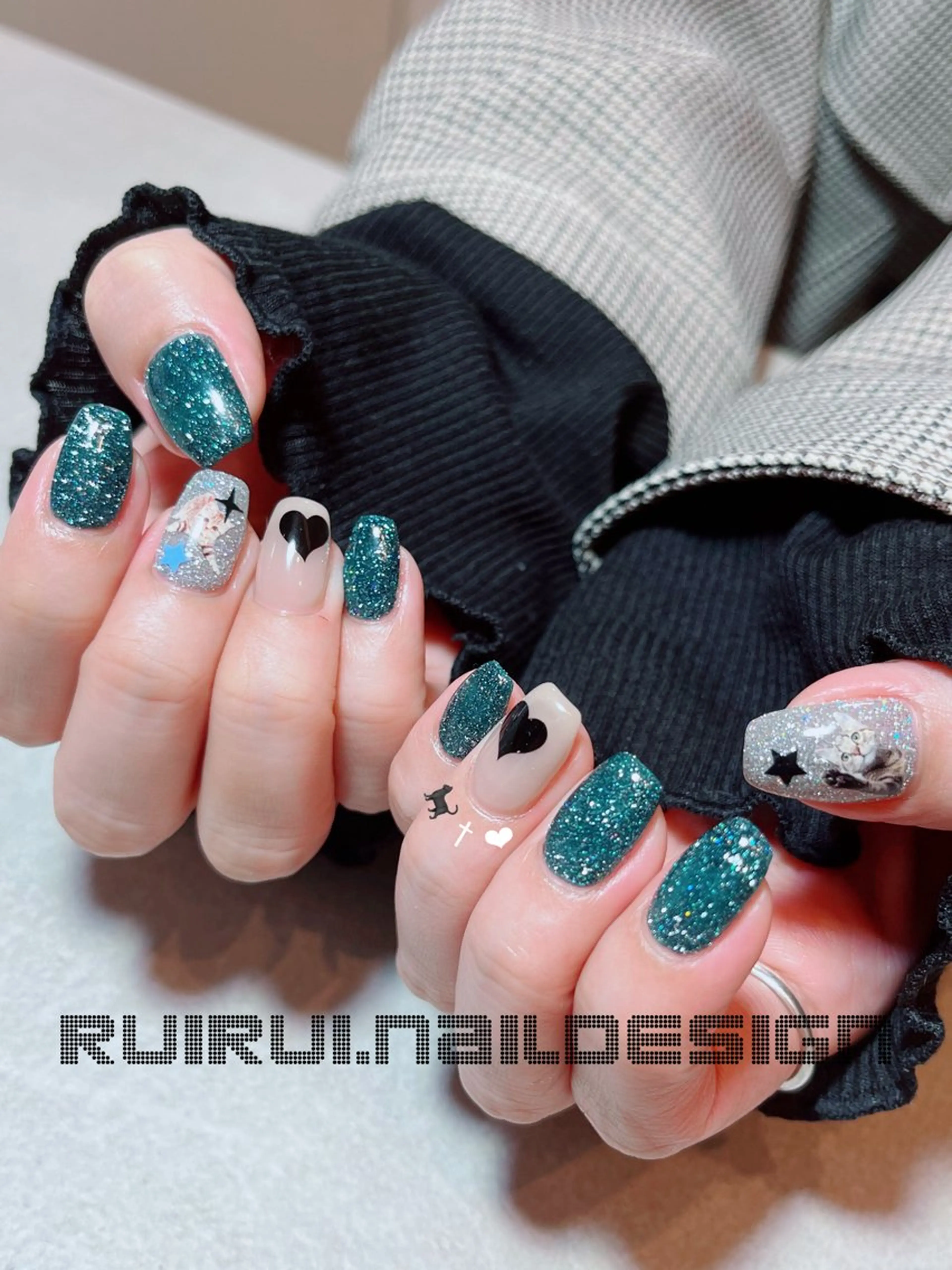 ネイル ジェルネイル ハート バレンタイン ハンドネイル ruirui.naildesign所属・RUI ☆のネイルデザイン