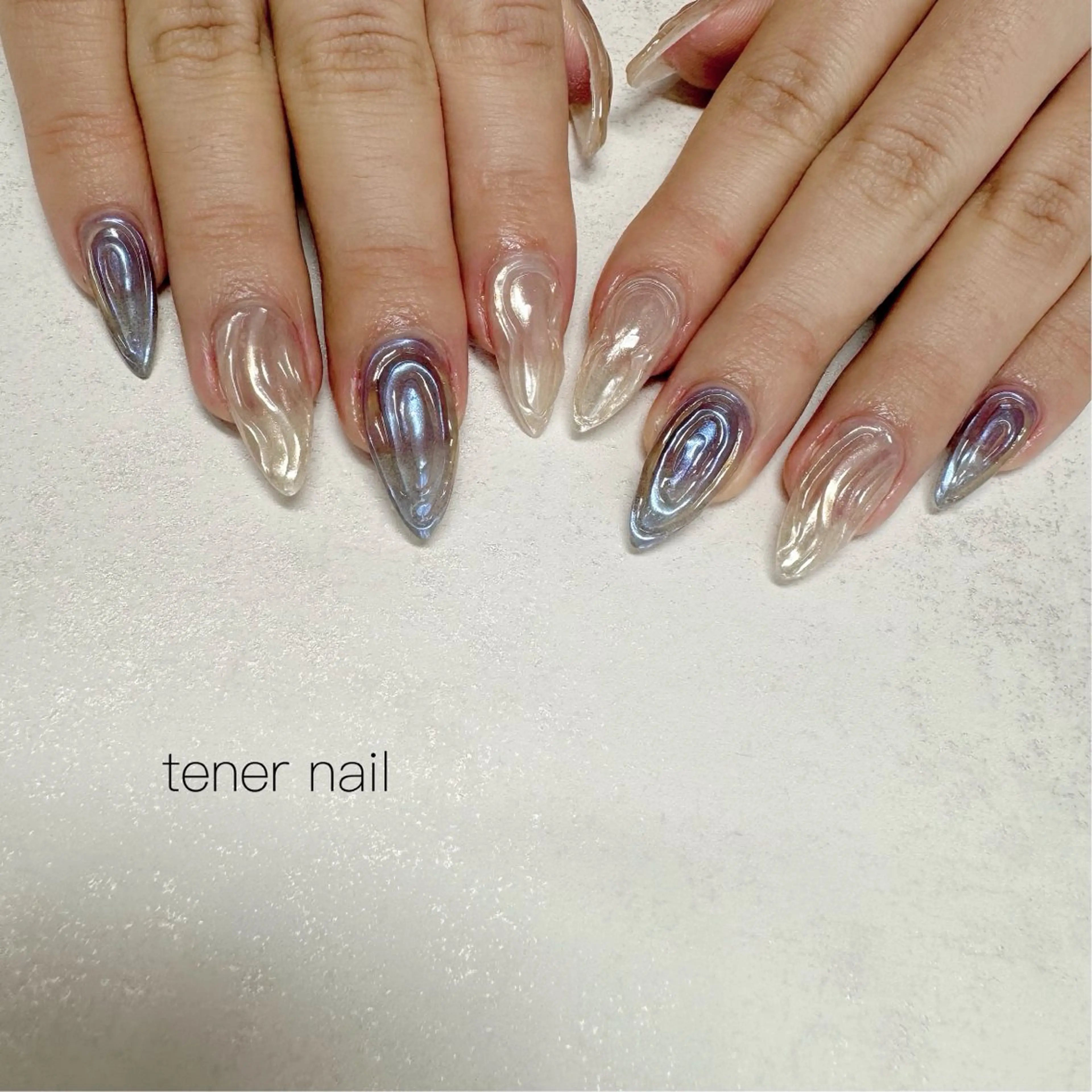ネイル アートネイル クリアネイル ミラーネイル ぷっくりネイル ハンドネイル テネルネイル tener nailのネイルデザイン