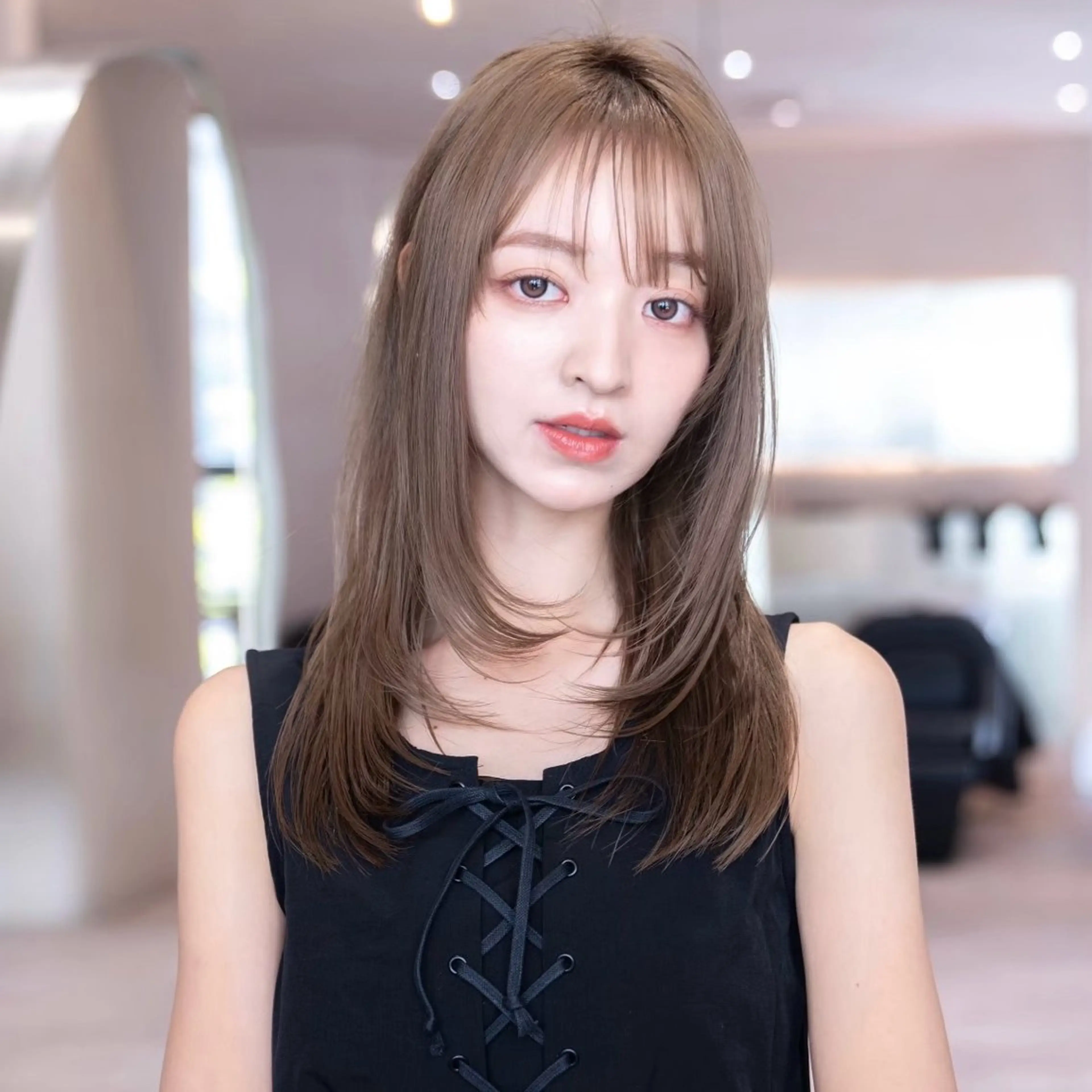 ミディアム ボブレイヤー ボブ 顔まわりレイヤー 顔周りカット ハッシュカット 原宿/韓国/髪質改善 /レイヤー/ボブのヘアスタイル