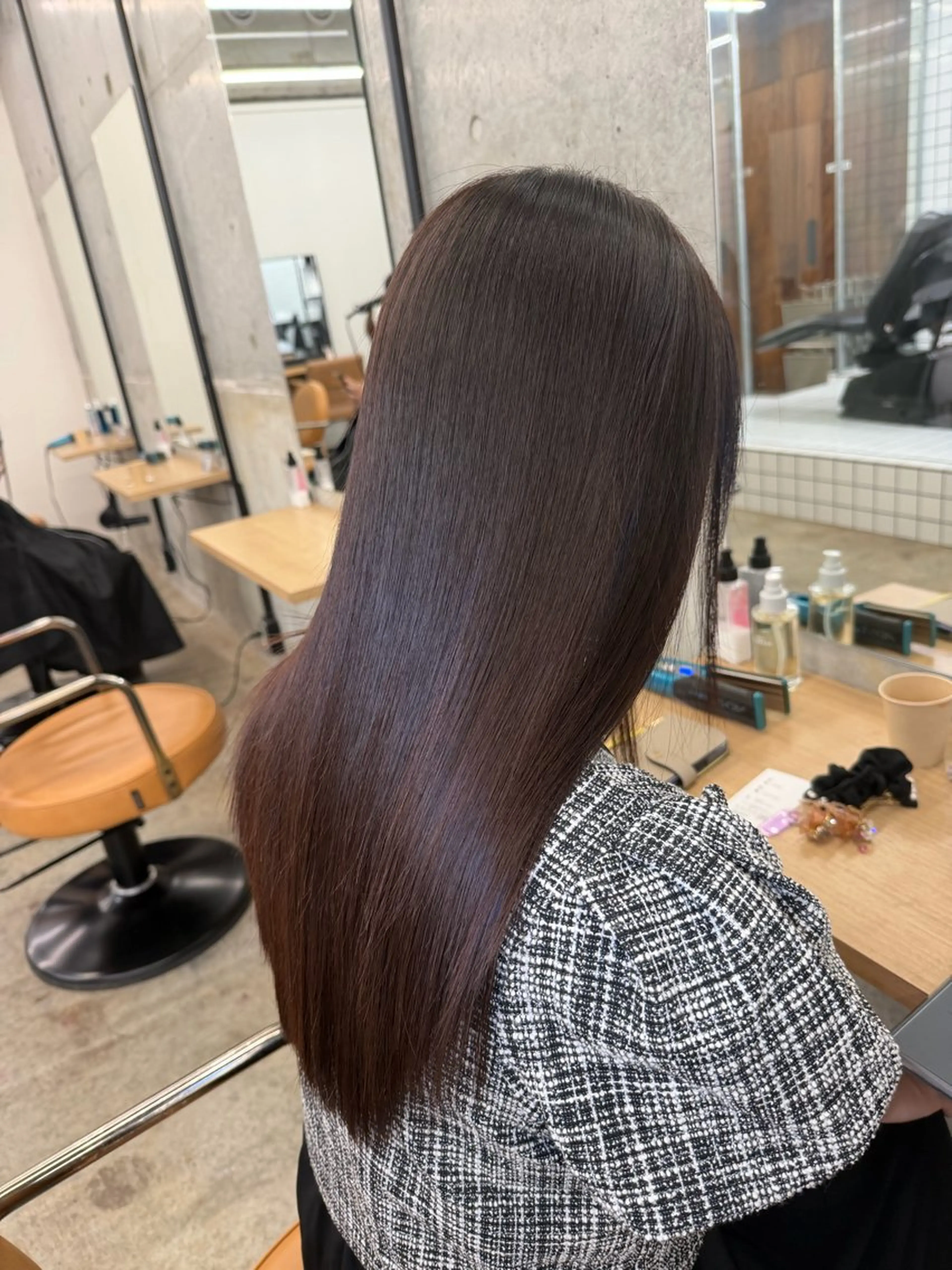 ロング 髪質改善 レイヤーカット 縮毛矯正 縮毛矯正 トリートメント 縮毛矯正×髪質改善× 艶髪カラー 吉原和磨のヘアスタイル