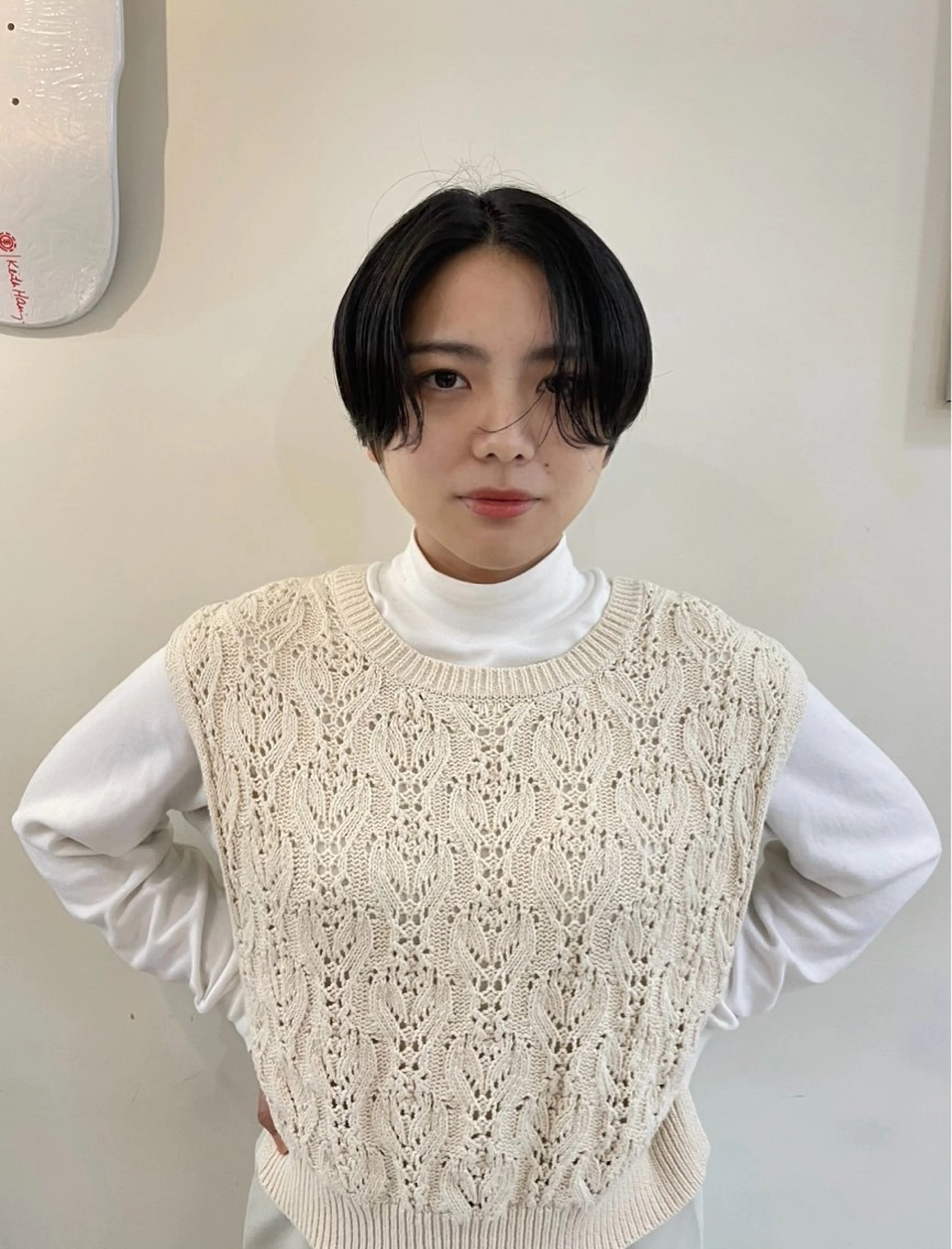 ショート パーマ ヘアアレンジ ショートボブ ハンサムショート アッシュ ボブ 顔まわりレイヤー kith.所属・ケアカラー×髪質改善 🌙OKUBO🌙のヘアスタイル