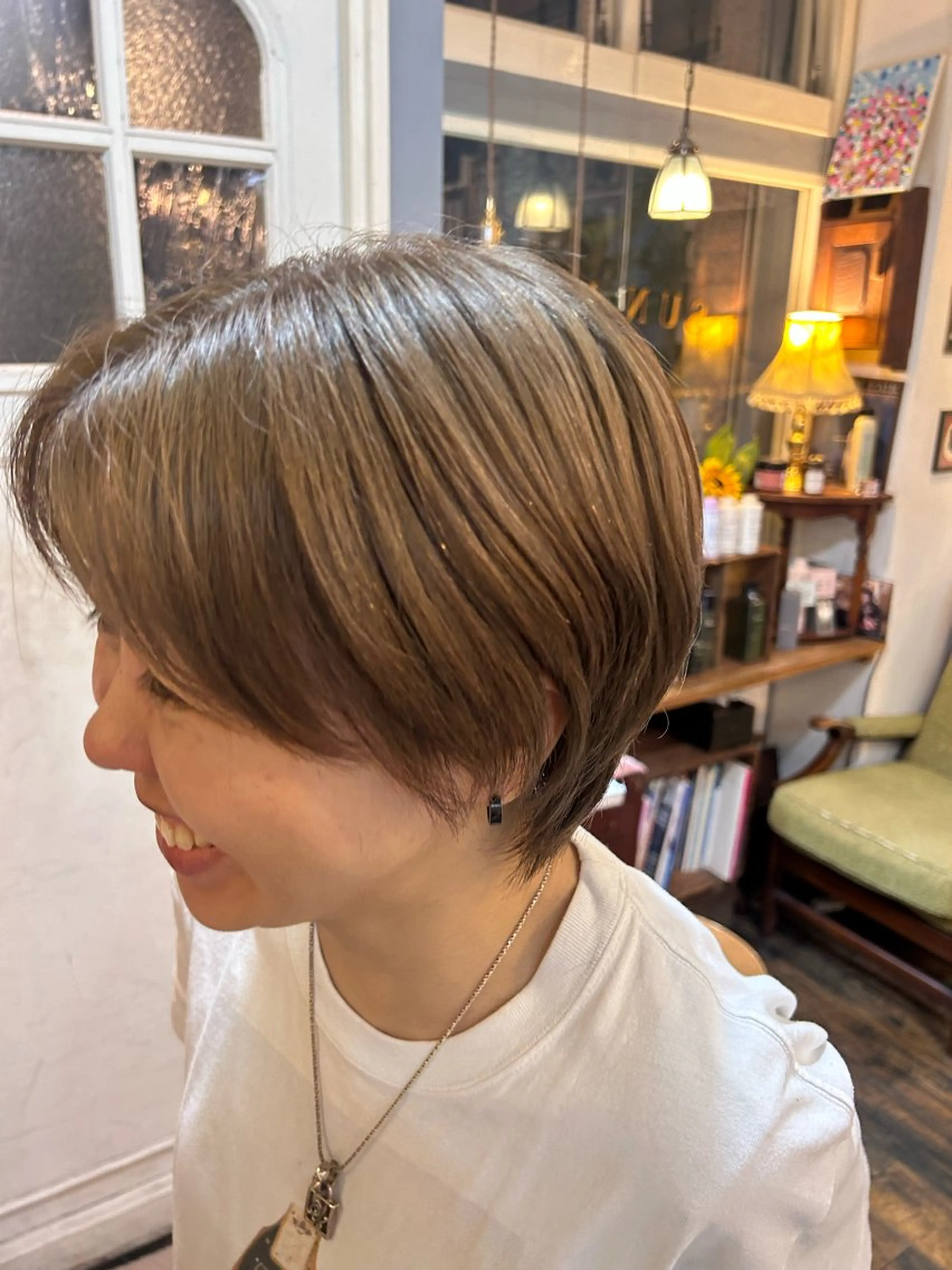 ショート カラー ヘアカラー トリートメント 清水千優/パーマ/透 明感カラー/メンズのヘアスタイル