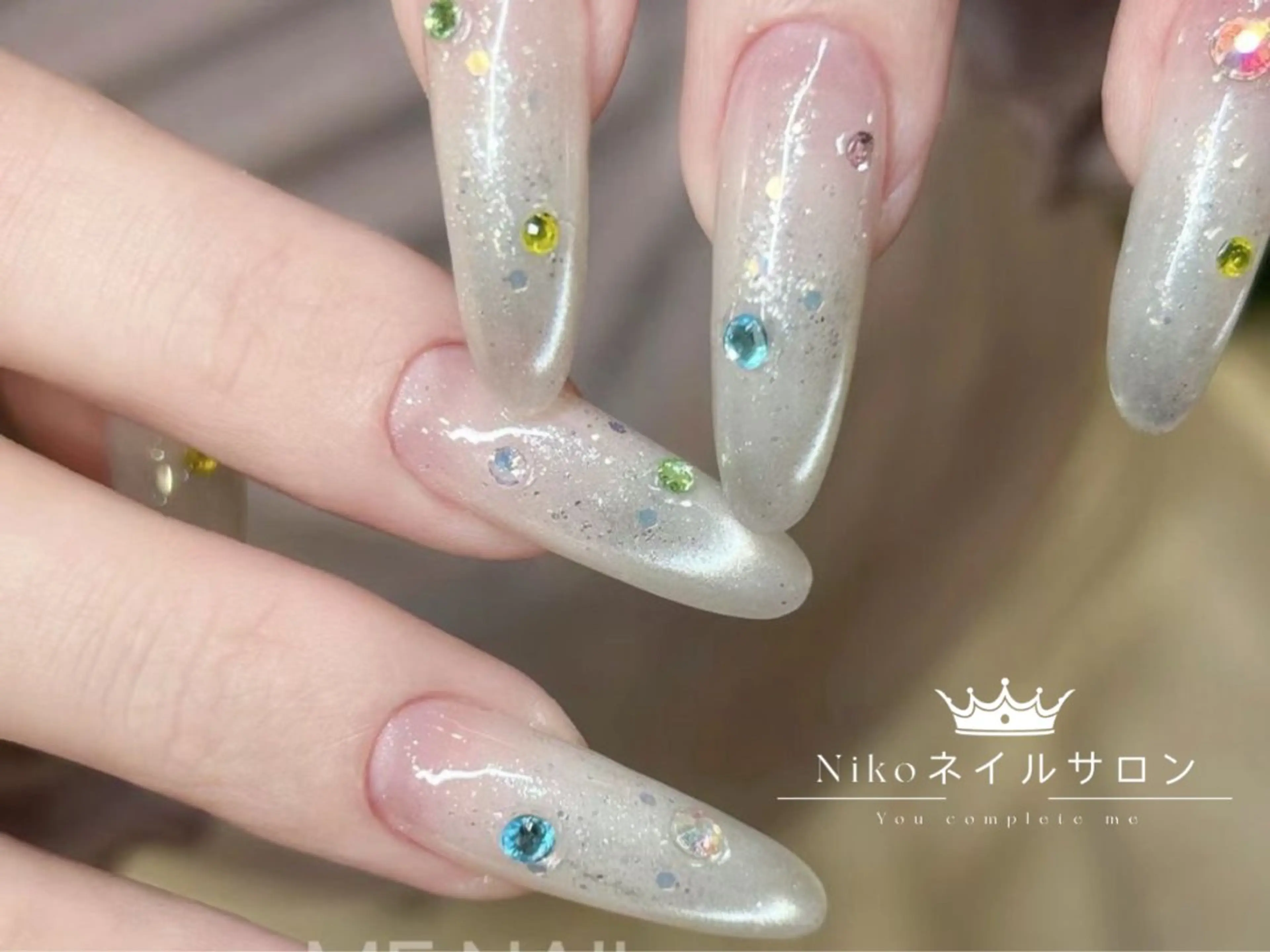 ネイル チークネイル フットネイル フレンチネイル ジェルネイル ガラスフレンチ Nikosalon rikoのネイルデザイン