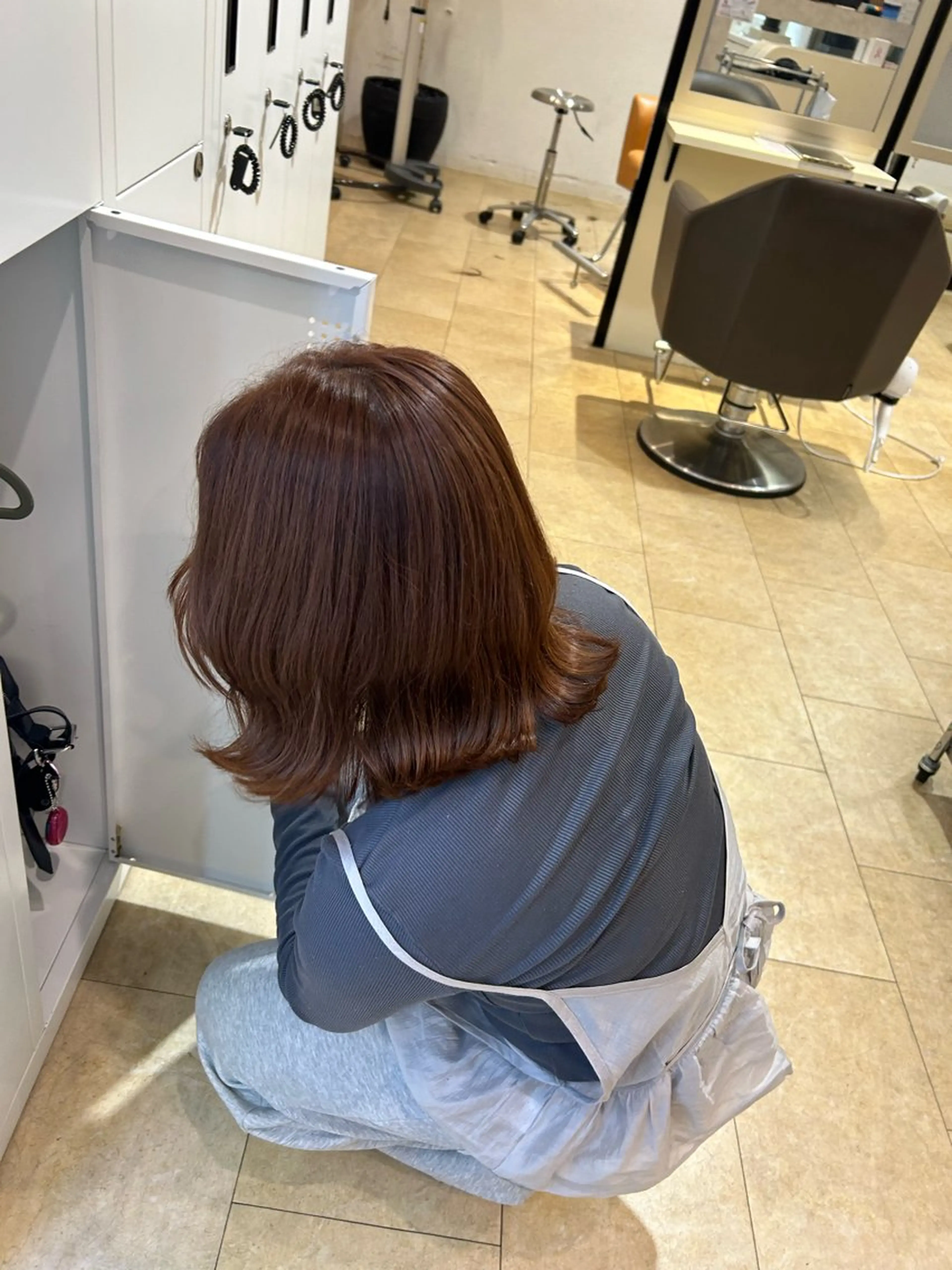 ミディアム カラー ブラウンカラー カット ヘアカラー お顔周り/オリーブ/ Wカラー/mei大名のヘアスタイル
