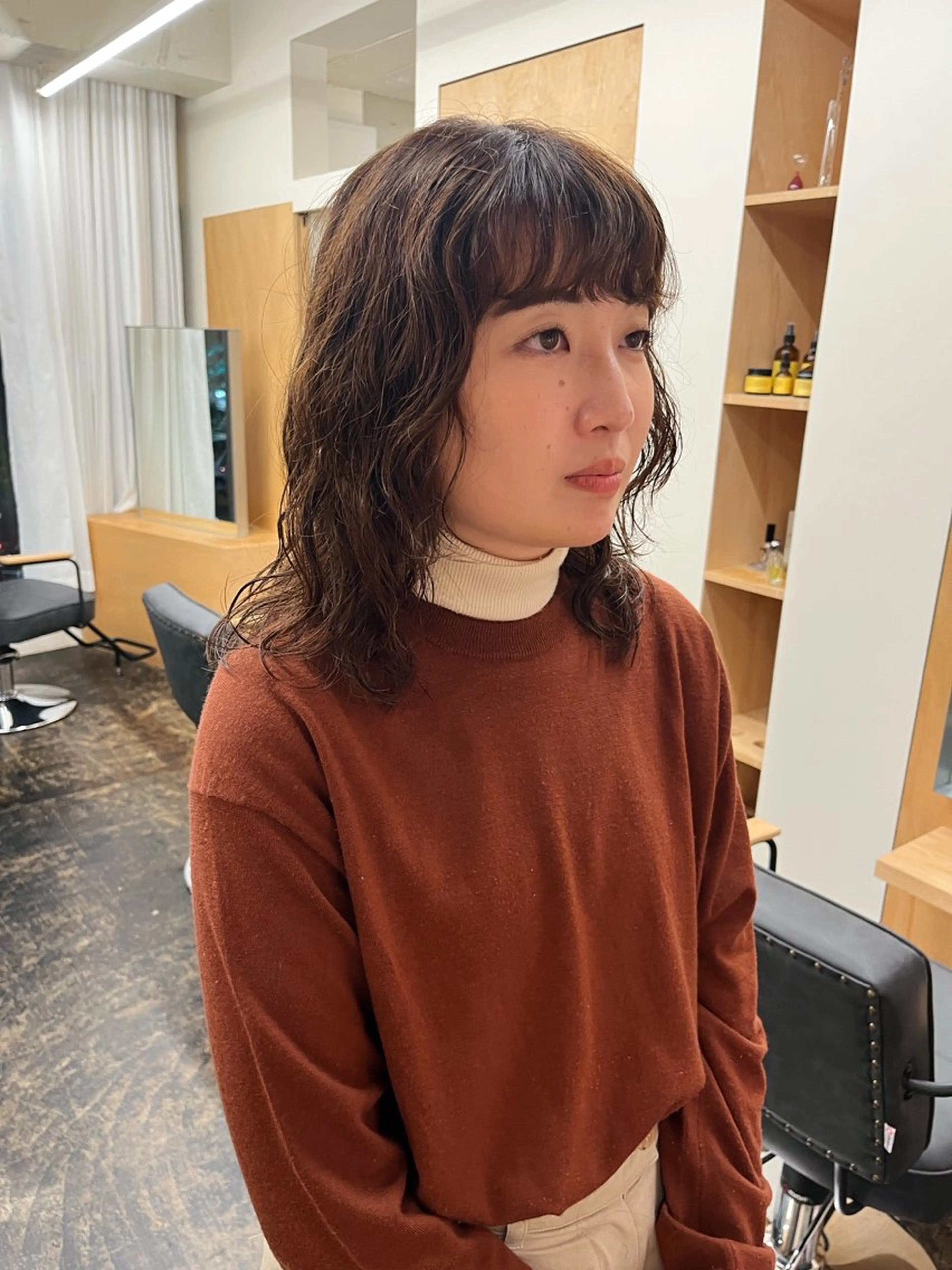 ミディアム パーマ ミディアムパーマ パーマ 西山 紗耶香🪽 透明感カラー/ボブのヘアスタイル