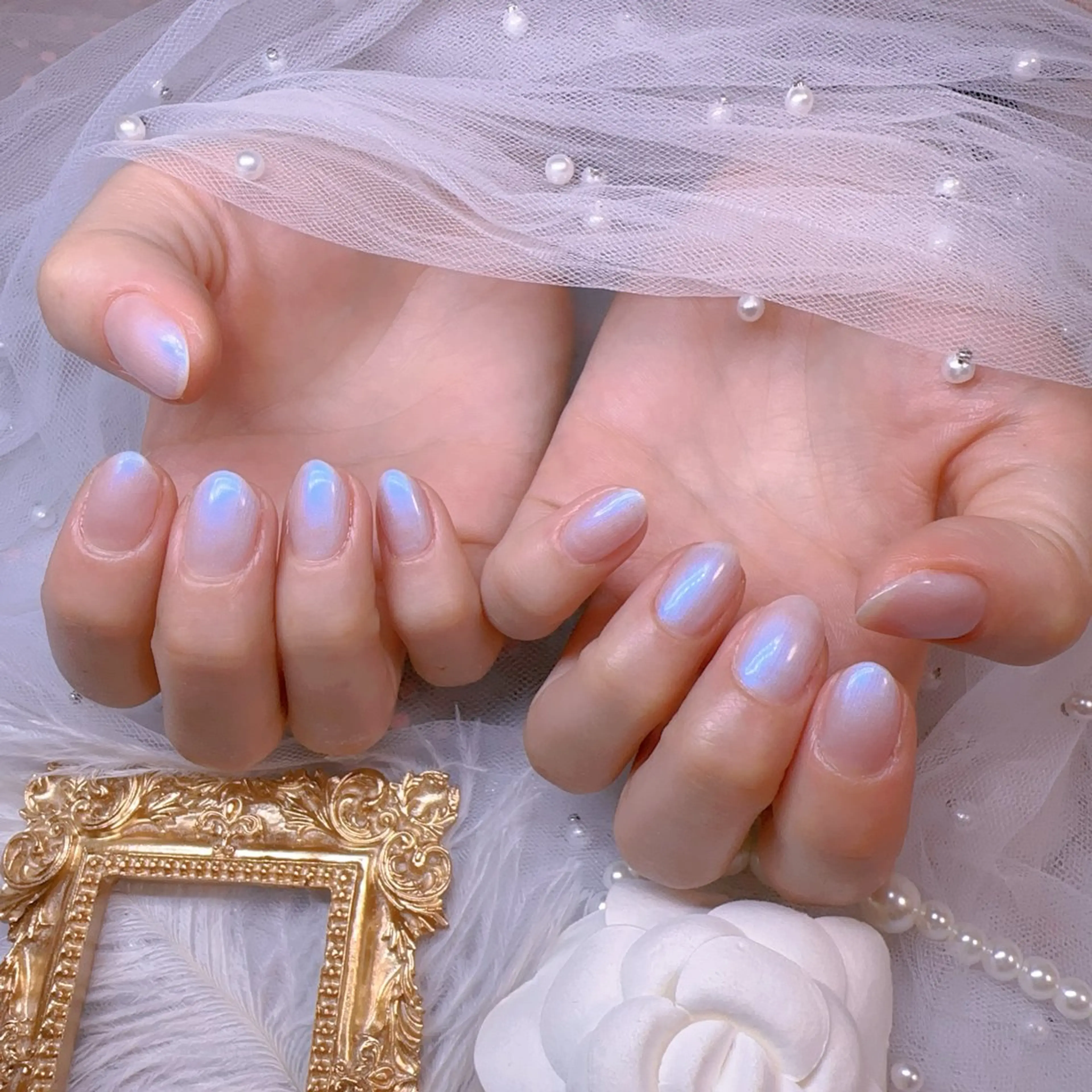 ネイル オーロラネイル フットネイル 韓国ネイル ラメ(グリッター) ラメグラデーション ハンドネイル Belle nail salon 新小岩のネイルデザイン