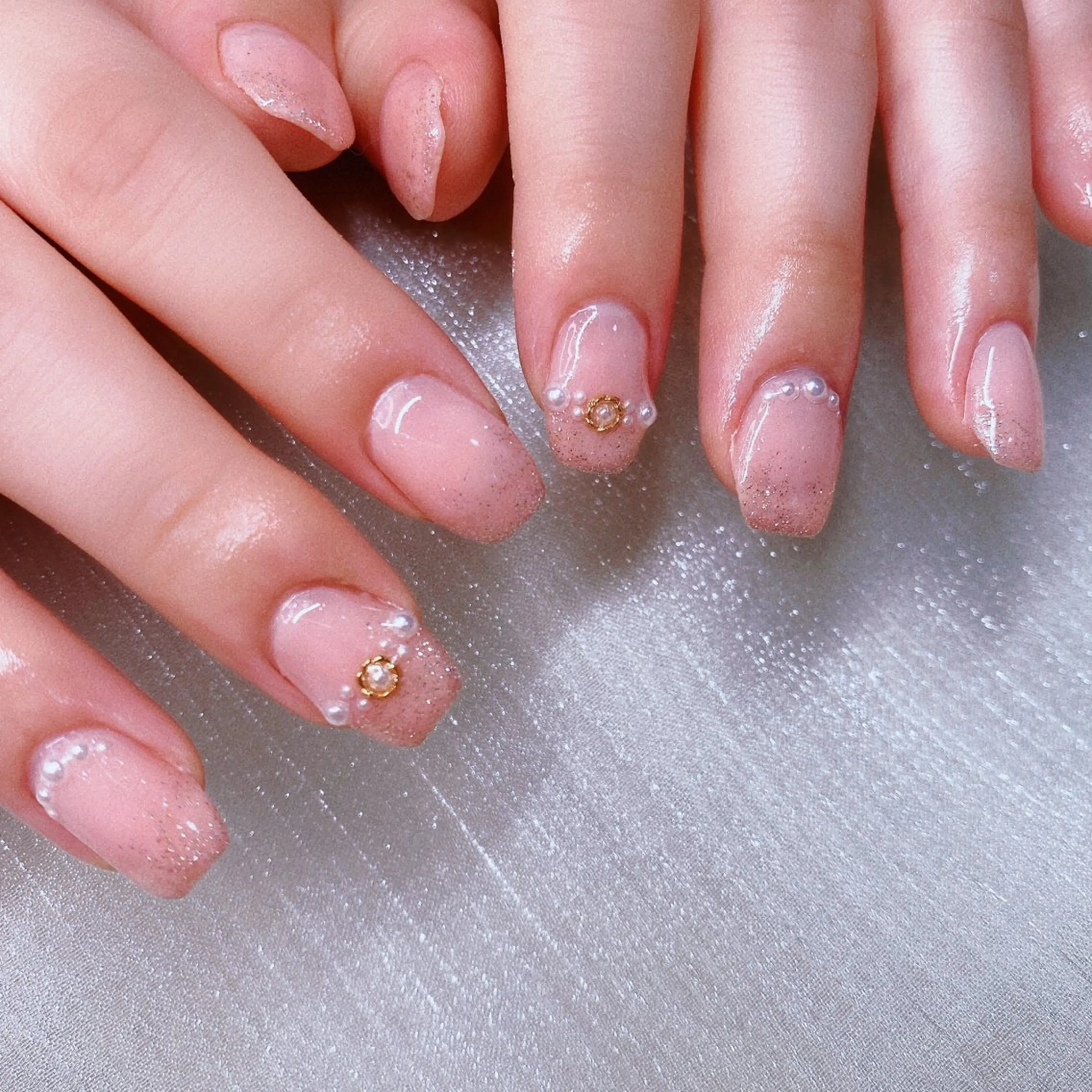 ネイル 長さ出し ストーンネイル ハンドネイル Nailist suzuのネイルデザイン