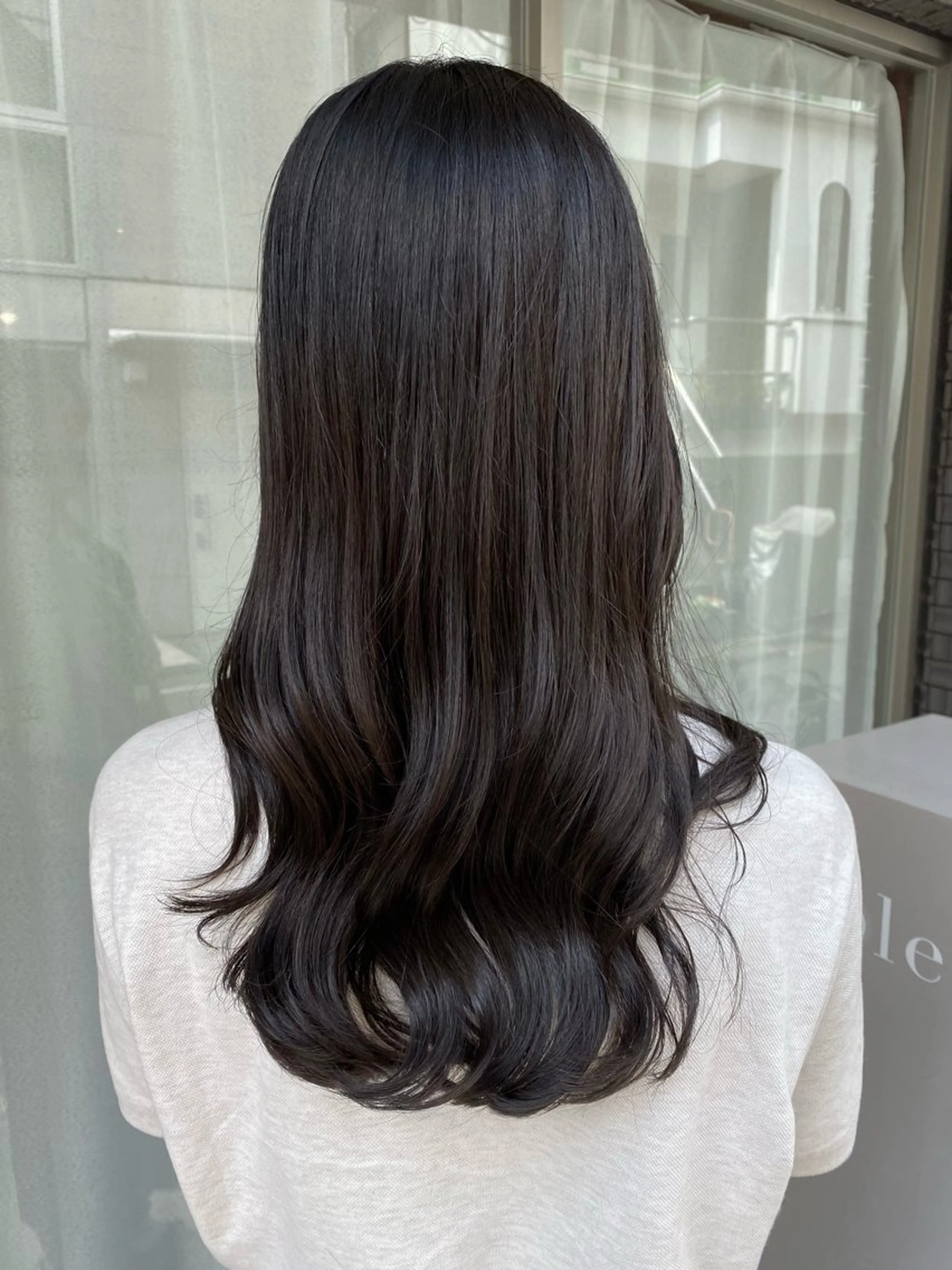 セミロング カラー 黒髪 カット ヘアカラー トリートメント グレージュ/レイヤー /韓国ヘア/RISAのヘアスタイル