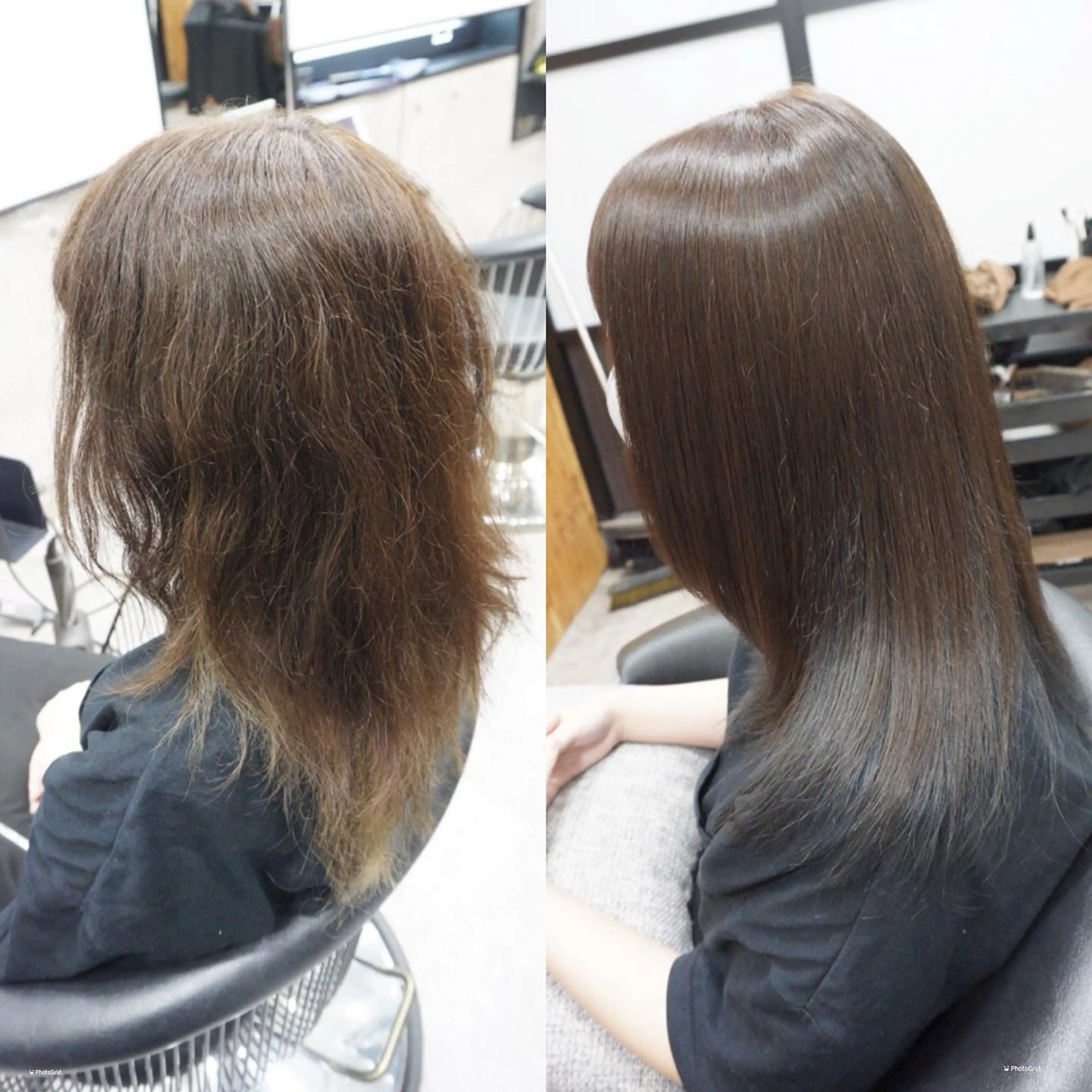 ミディアム アッシュ アッシュブラウン 髪質改善 レイヤーカット 縮毛矯正 カット ヘアカラー 縮毛矯正 トリートメント hair teria ryu 大塚のヘアスタイル