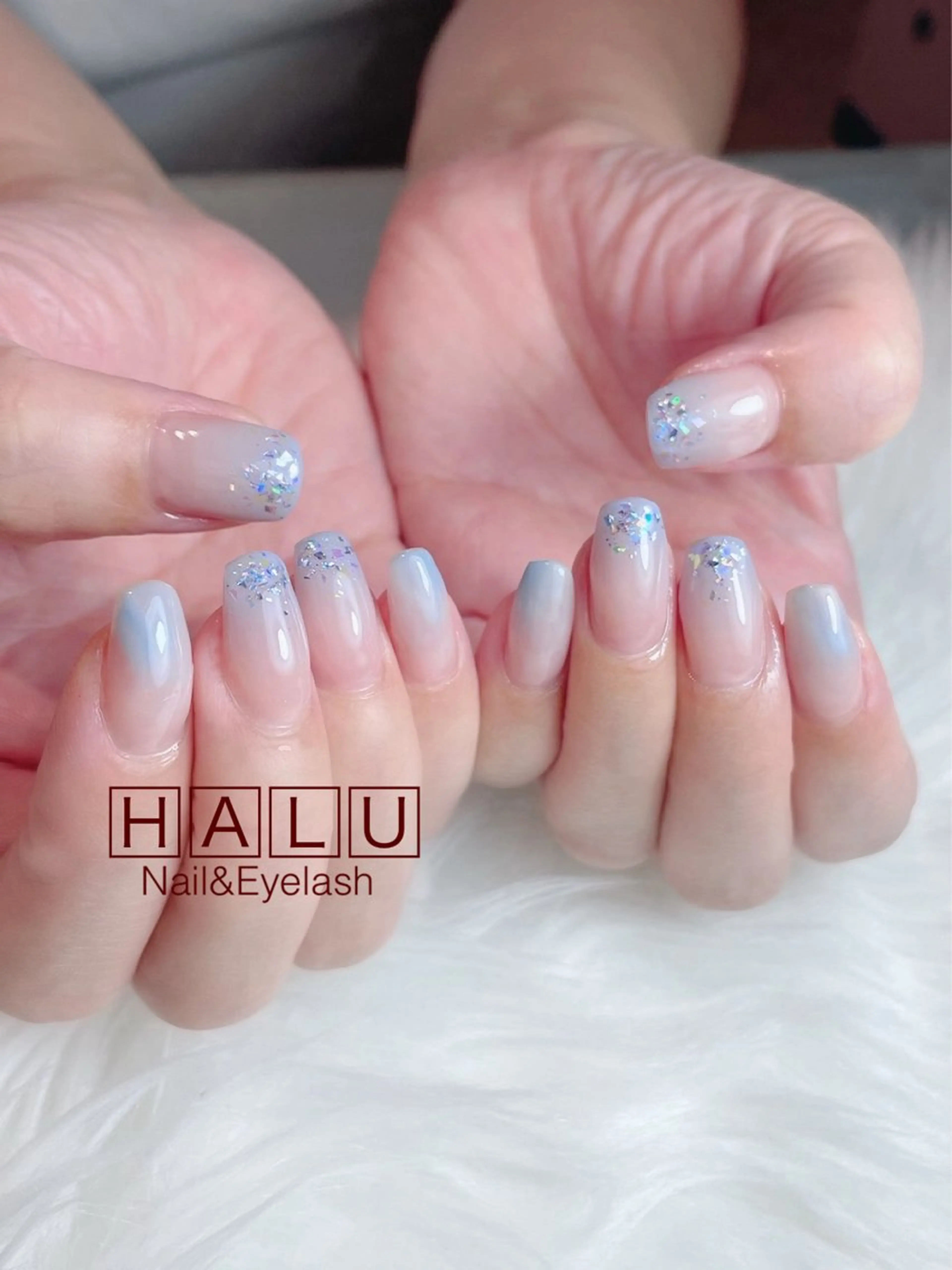 ネイル ブルー ラメ(グリッター) HALU ハルのネイルデザイン