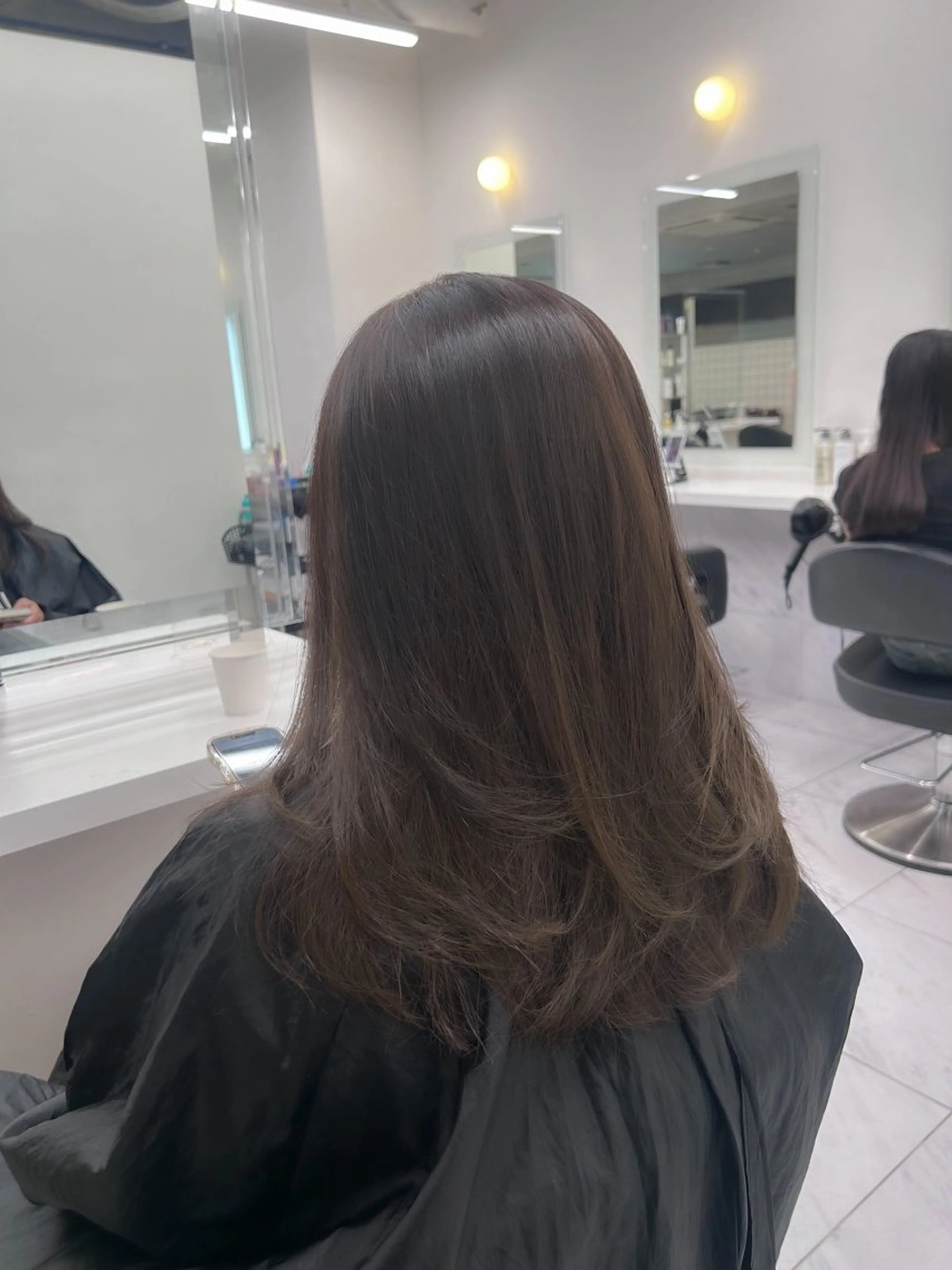 ロング カラー パーマ ヘアアレンジ メンズ キッズ ブリーチなしカラー/ ブラウン/レイヤーのヘアスタイル