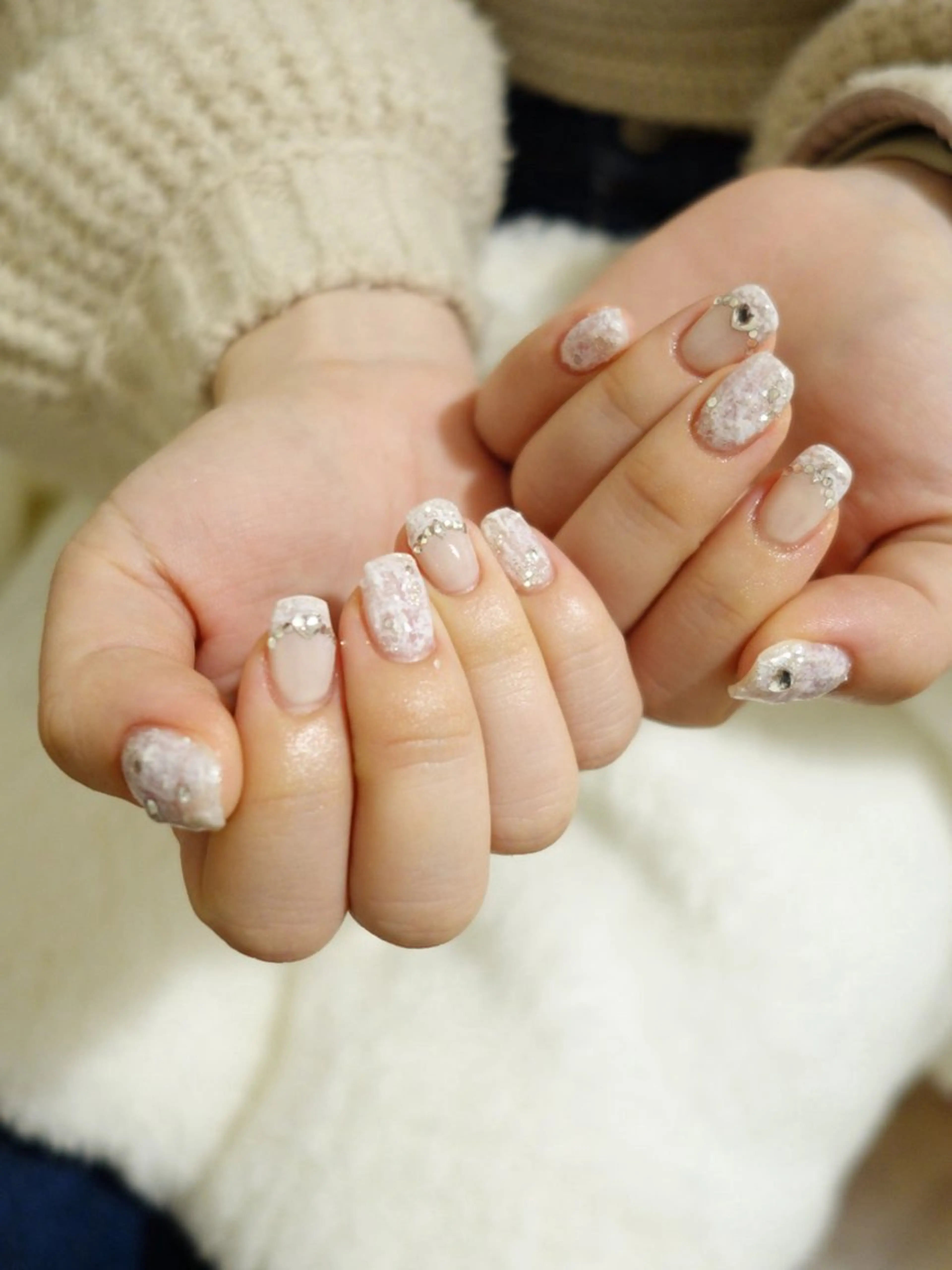 ネイル フレンチネイル ジェルネイル キラキラネイル 韓国ネイル ミラーネイル private salon zzz…のネイルデザイン