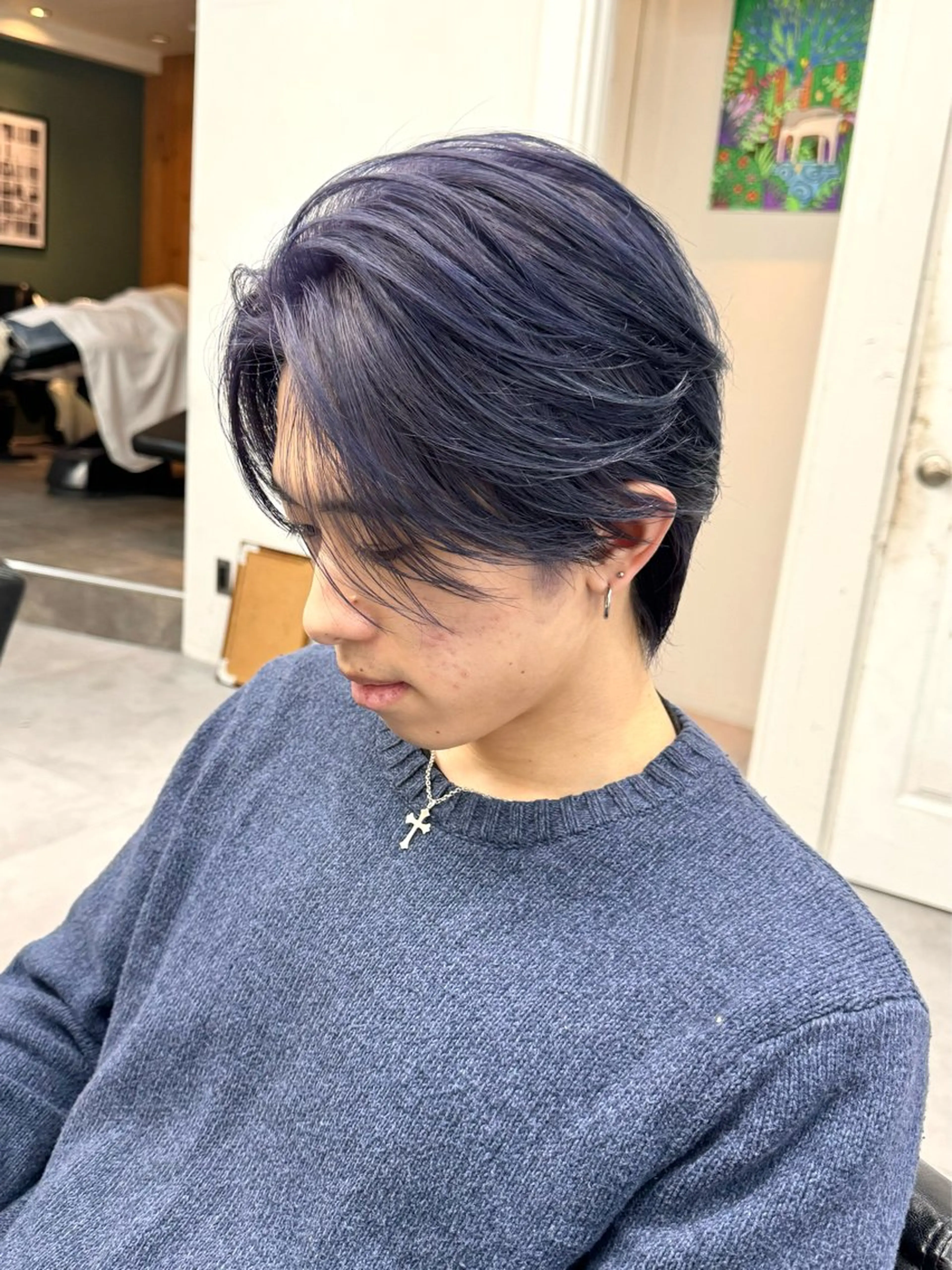 カラー メンズ メンズブリーチ ブリーチ シルバー カット ヘアカラー シャドウパーマ/ 波巻パーマYu-Kiのヘアスタイル