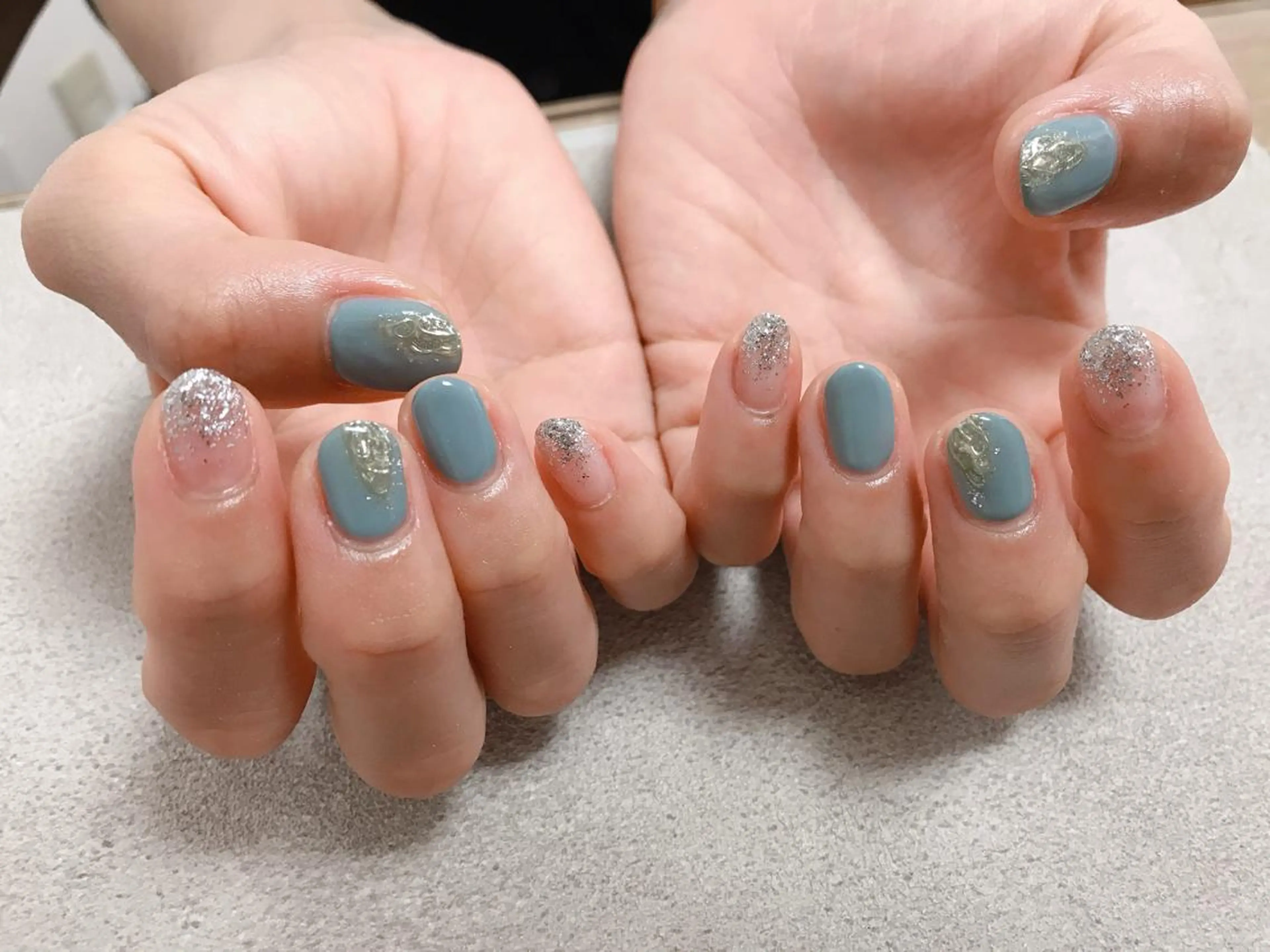 ネイル ブルー kikinail 溝の口のネイルデザイン