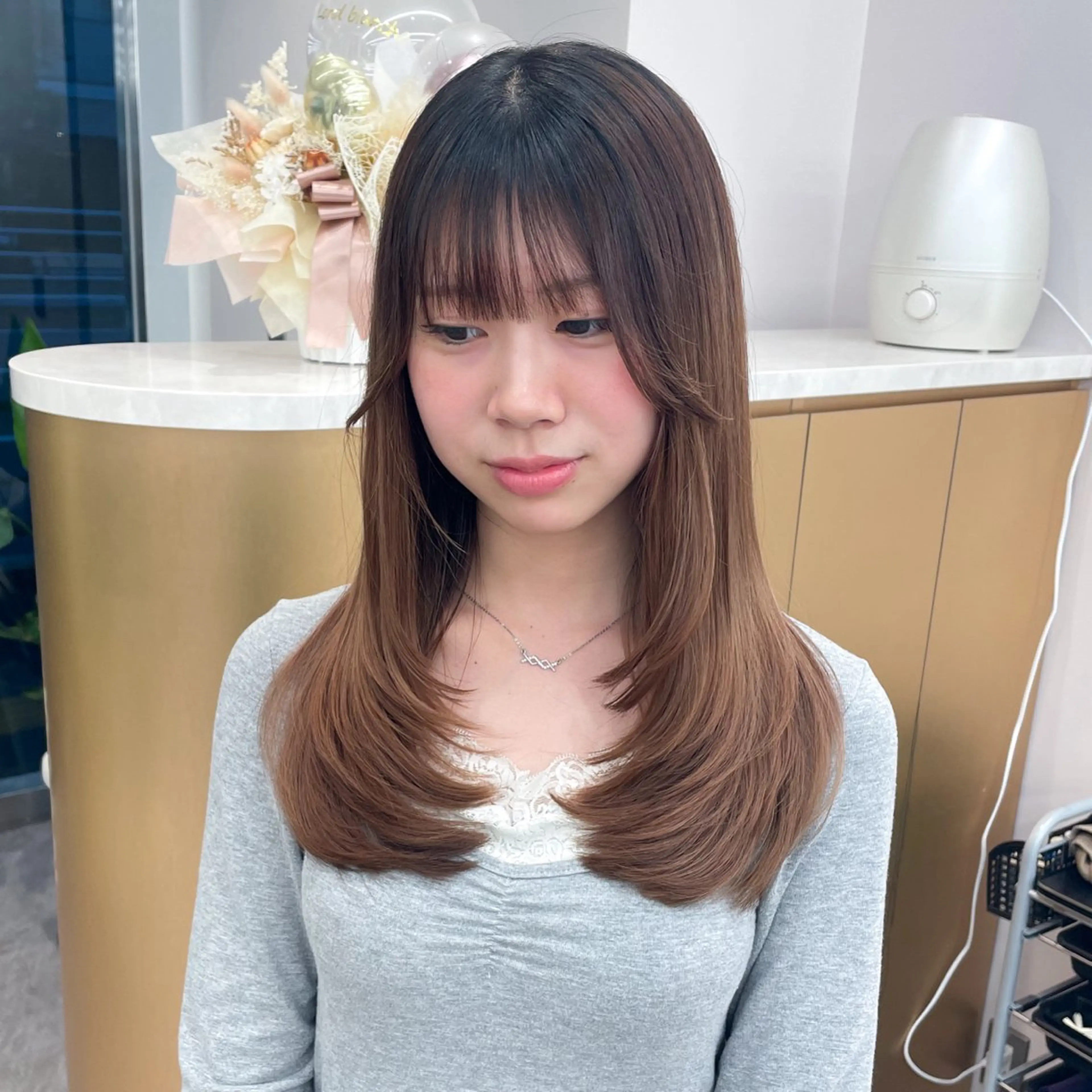 ロング カラー 縮毛矯正/ストンボブ Wカラー💎ヒデジのヘアスタイル