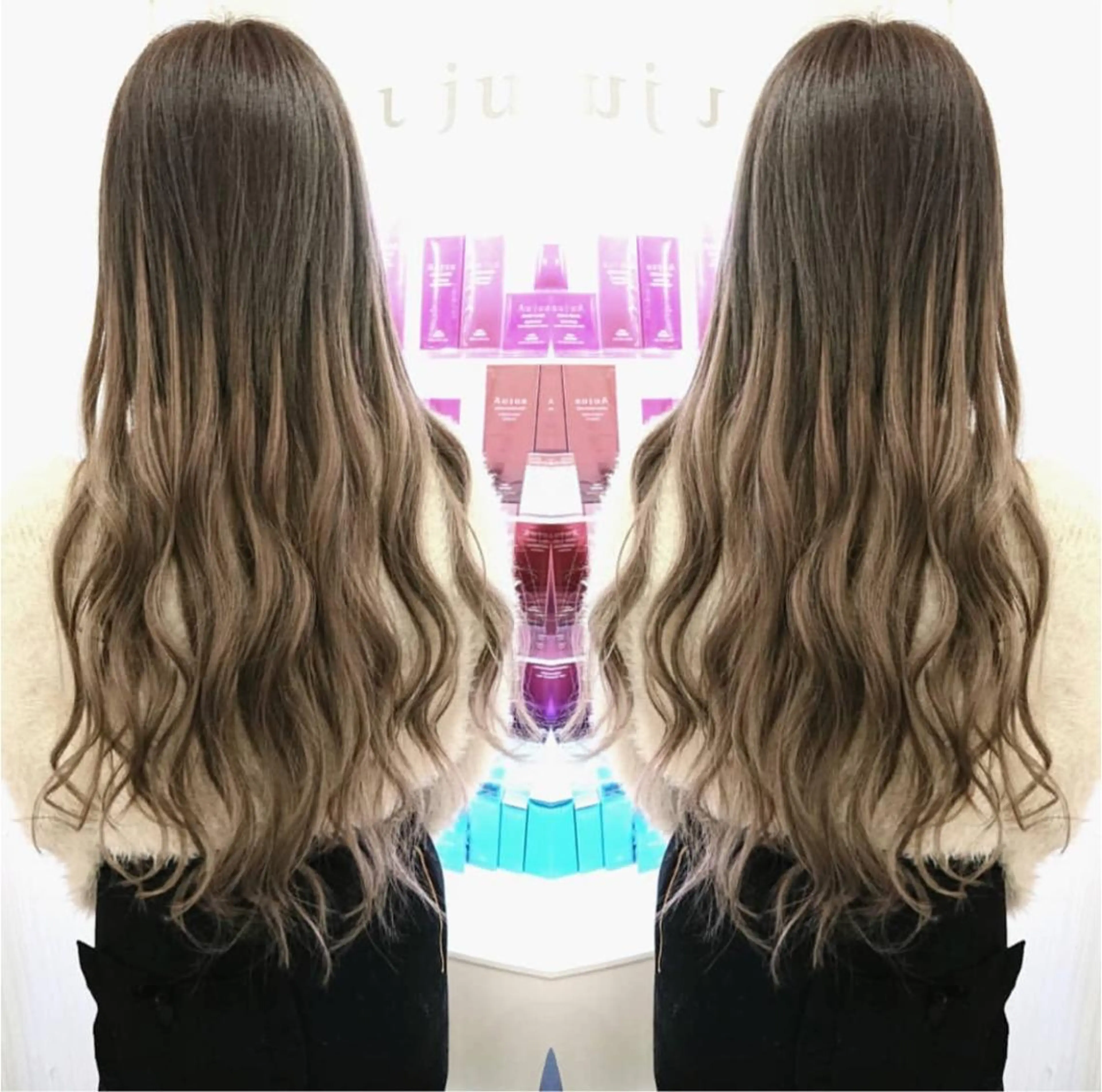 ロング シールエクステ エクステ カット ヘアカラー エクステ れん/ハイトーン /エクステ/韓国風のヘアスタイル