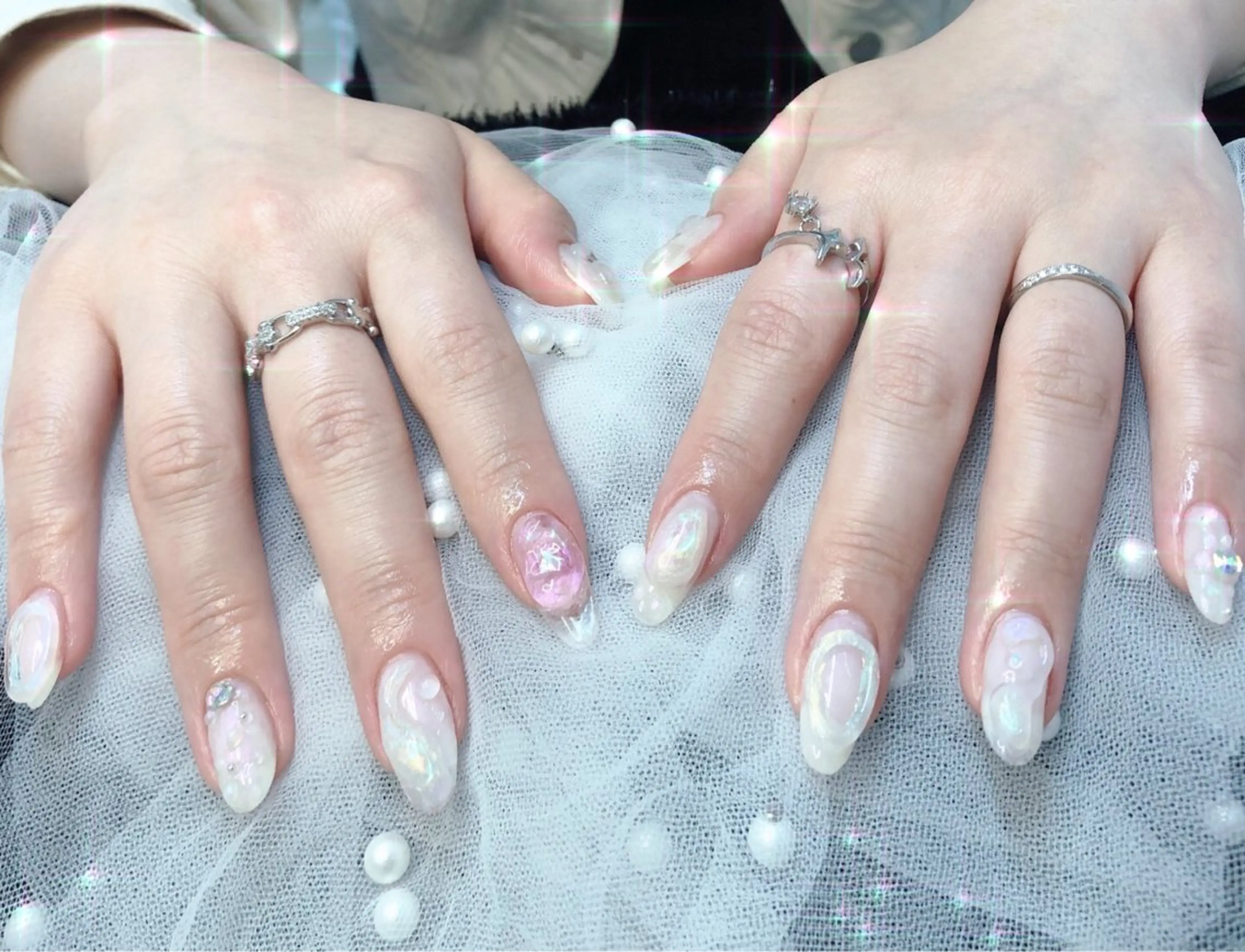 ネイル フットネイル フレンチネイル ジェルネイル ガラスフレンチ ハート ハンドネイル ハンドケア 大門浜松町 ネイルのネイルデザイン