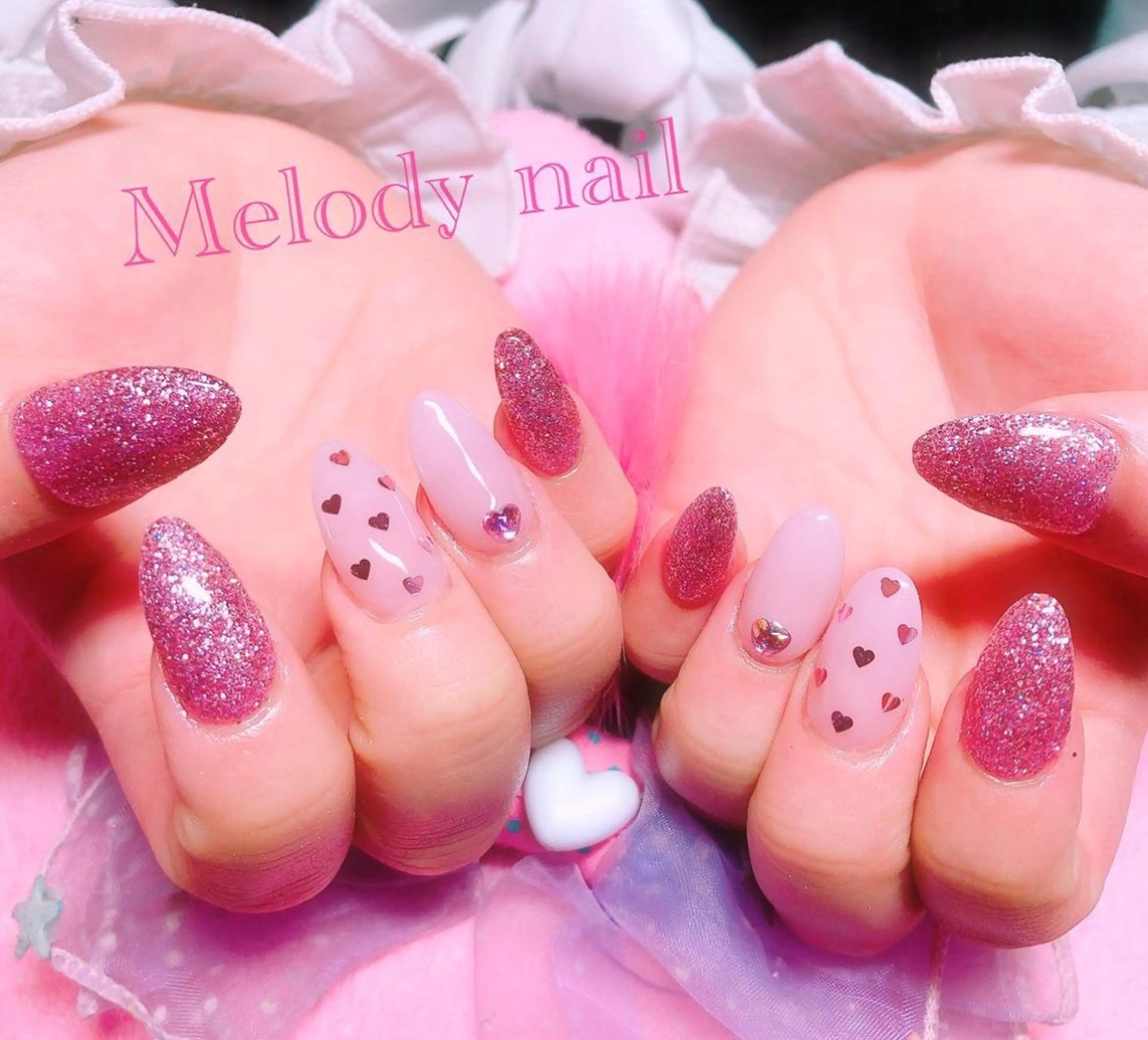 ネイル ハート ピンク Melody nailのネイルデザイン