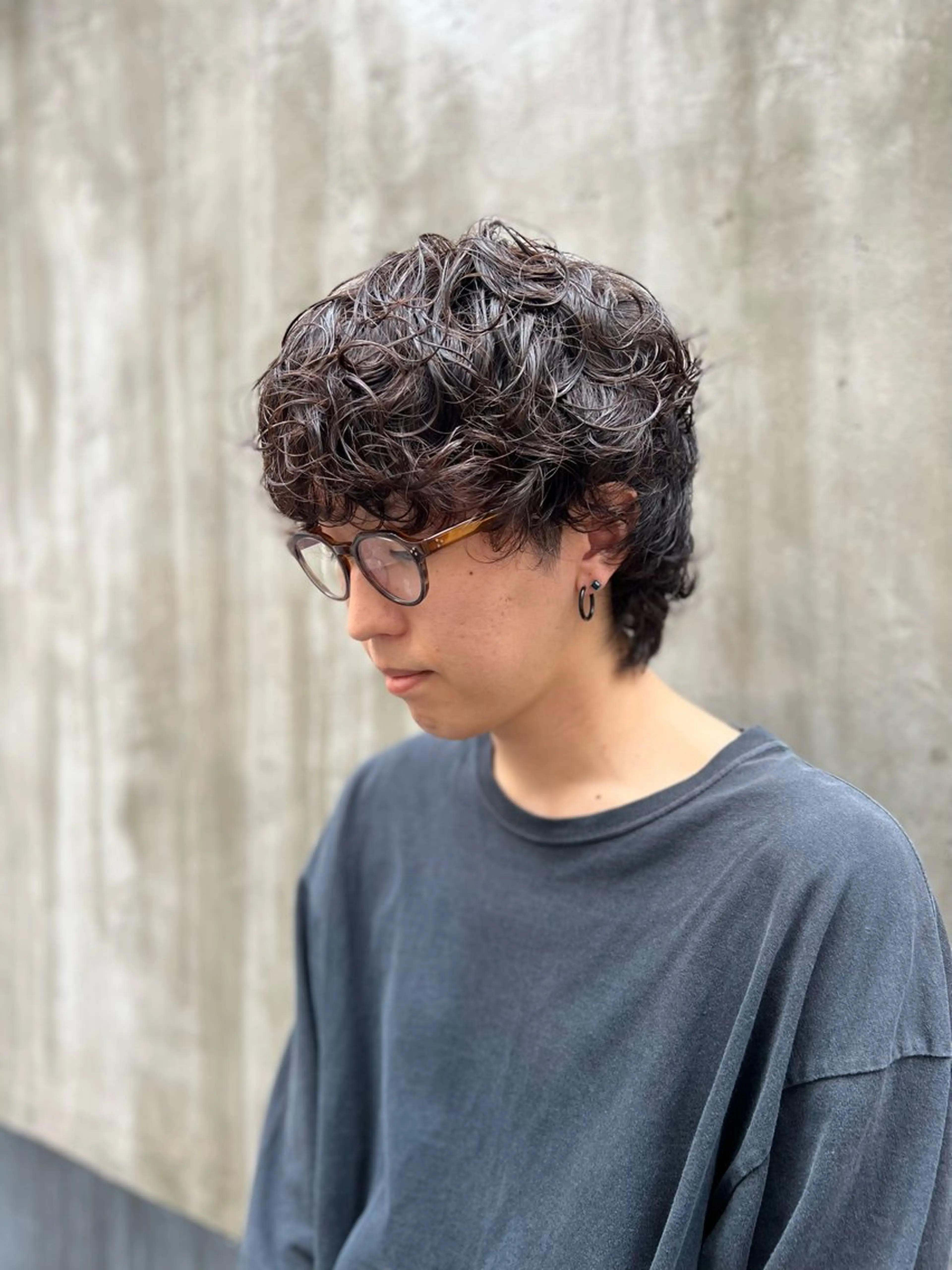 ショート パーマ メンズ マッシュウルフ マッシュ メンズパーマ メンズウルフカット ウルフカット 🍇おぐら めぐみ🍇のヘアスタイル