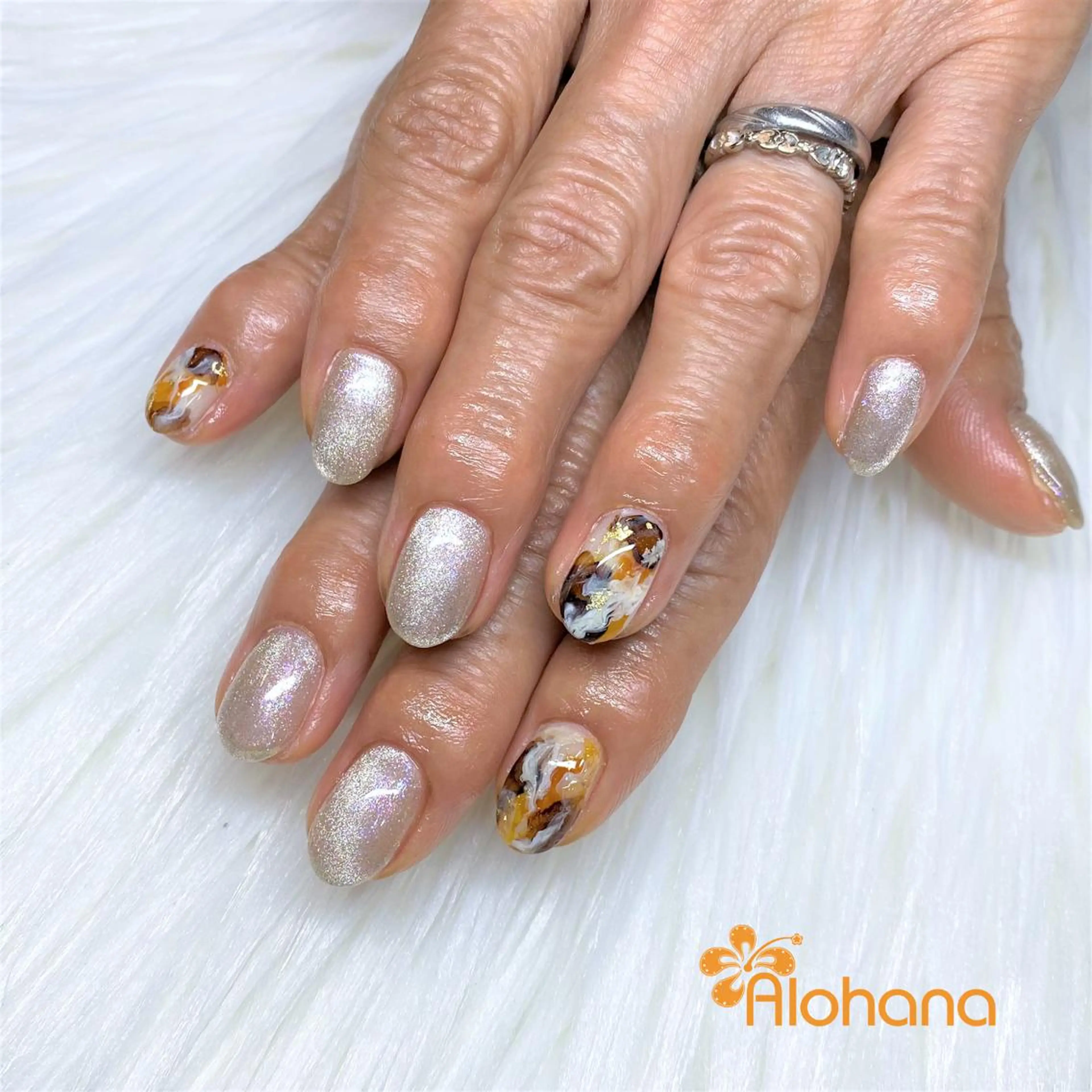 ネイル 大理石ネイル(マーブル) ハンドネイル Alohana Minaのネイルデザイン