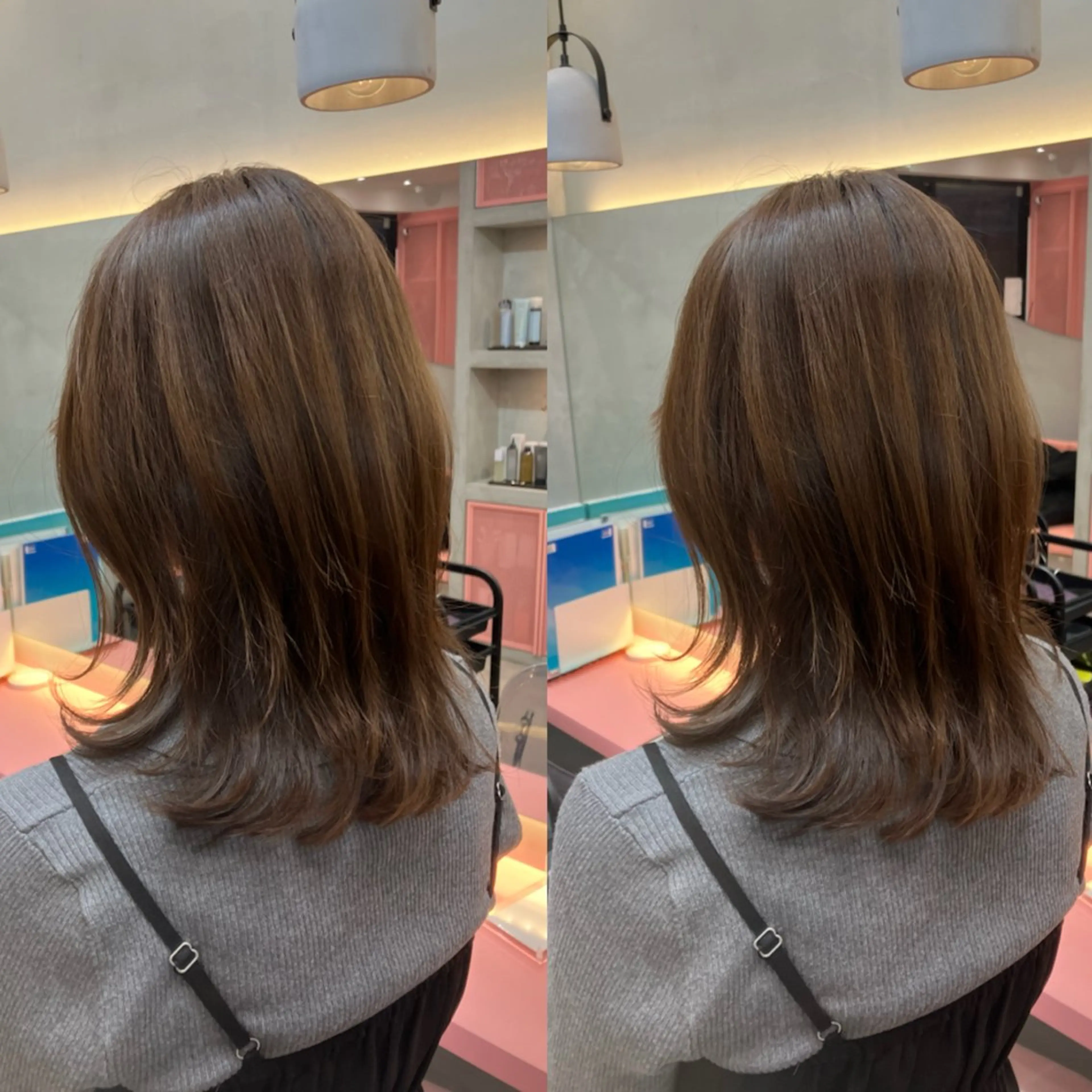 セミロング カット ヘアカラー トリートメント ‎🤍レイヤー/ 縮毛矯正🖤菊池瑛士のヘアスタイル