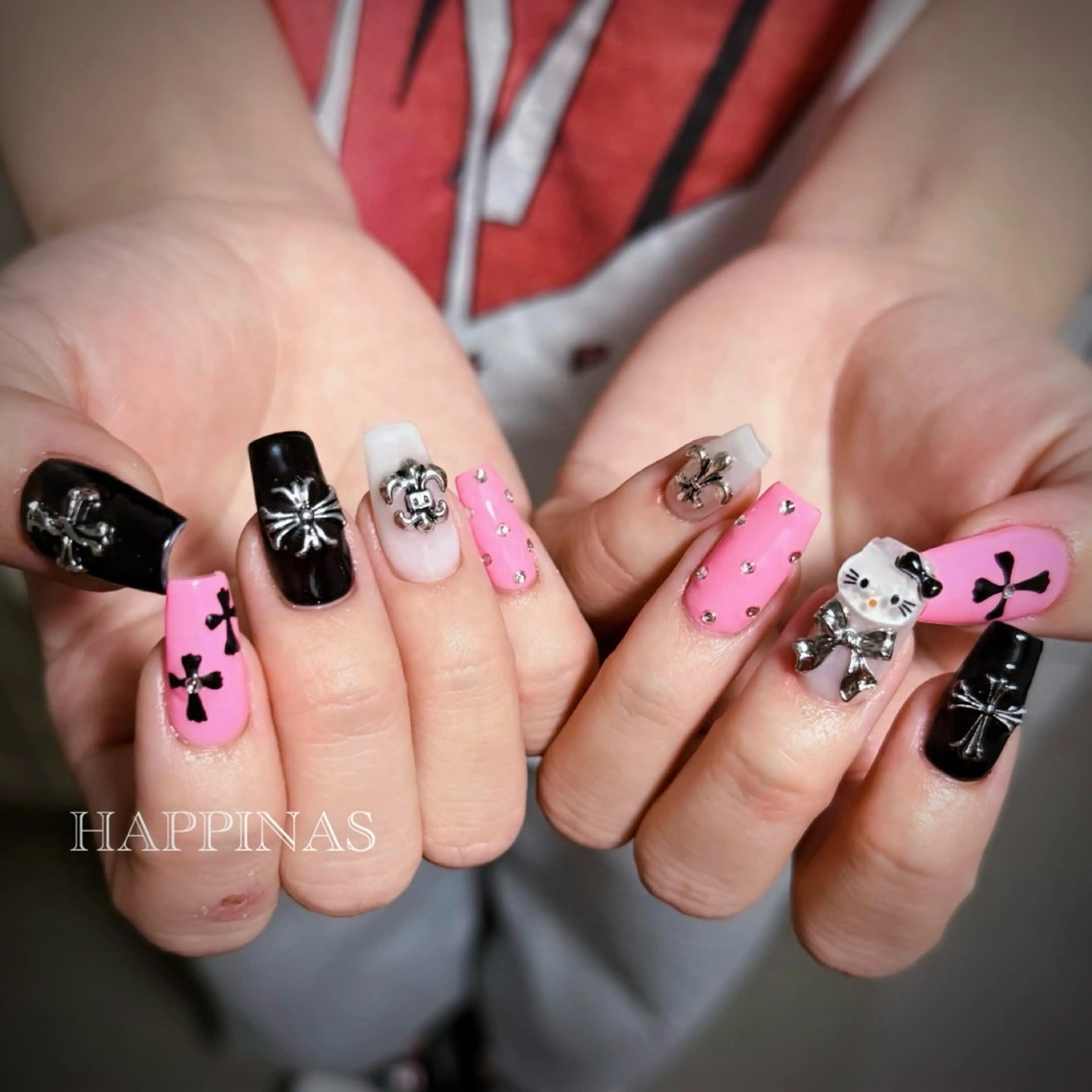 ネイル ドット スカルプネイル ハンドネイル HAPPINAS ののかのネイルデザイン