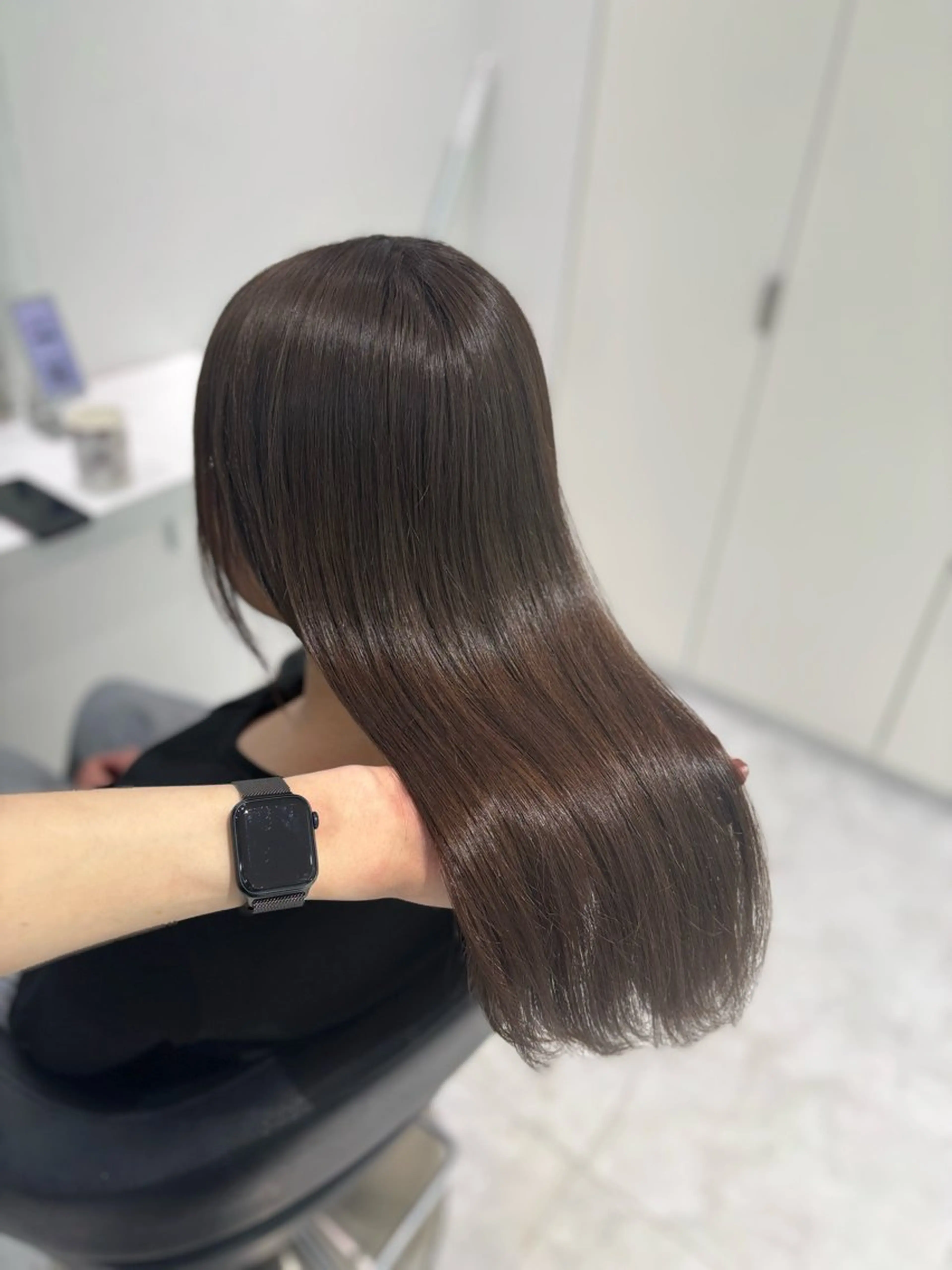 ロング カラー ヘアカラー トリートメント ヘッドスパ ヘアセット 流行りの透明感カラー ×縮毛矯正🤍ユウのヘアスタイル