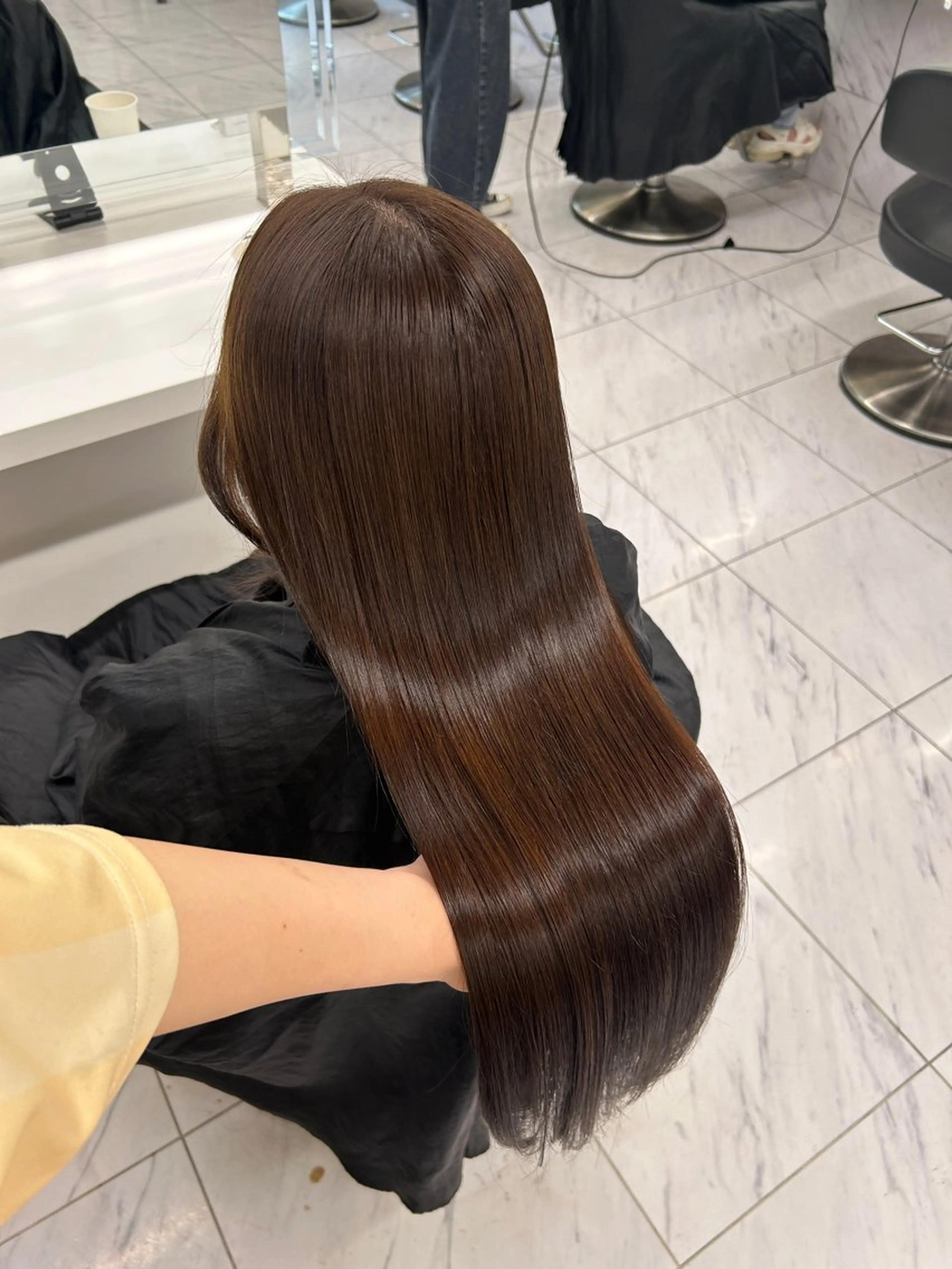 ロング カラー 🥯縮毛/レイヤー/ ベージュヘア🥯のヘアスタイル